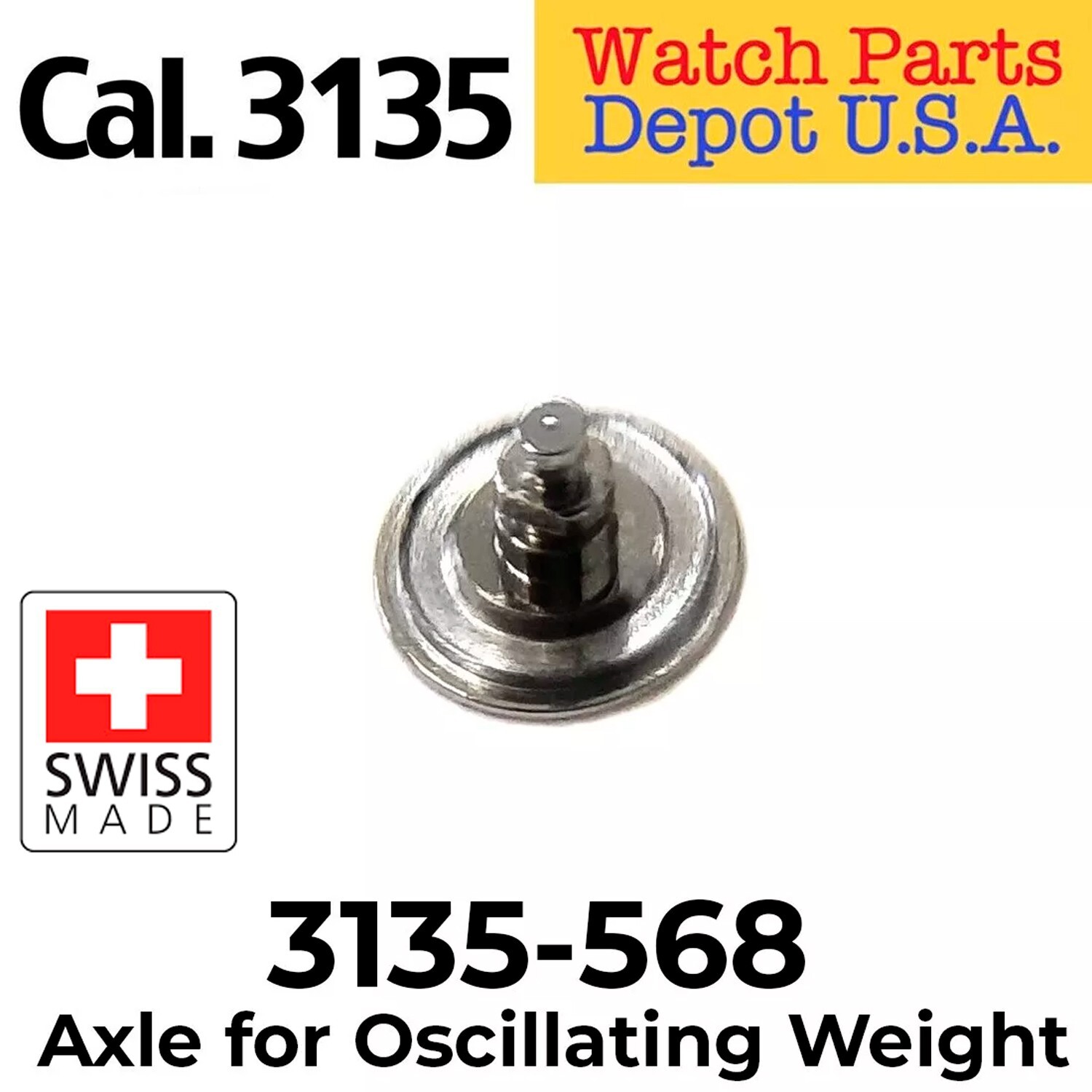 Rolex Caliber 3135-568 Axle for Oscillating Weight, Superior Swiss Made Parts