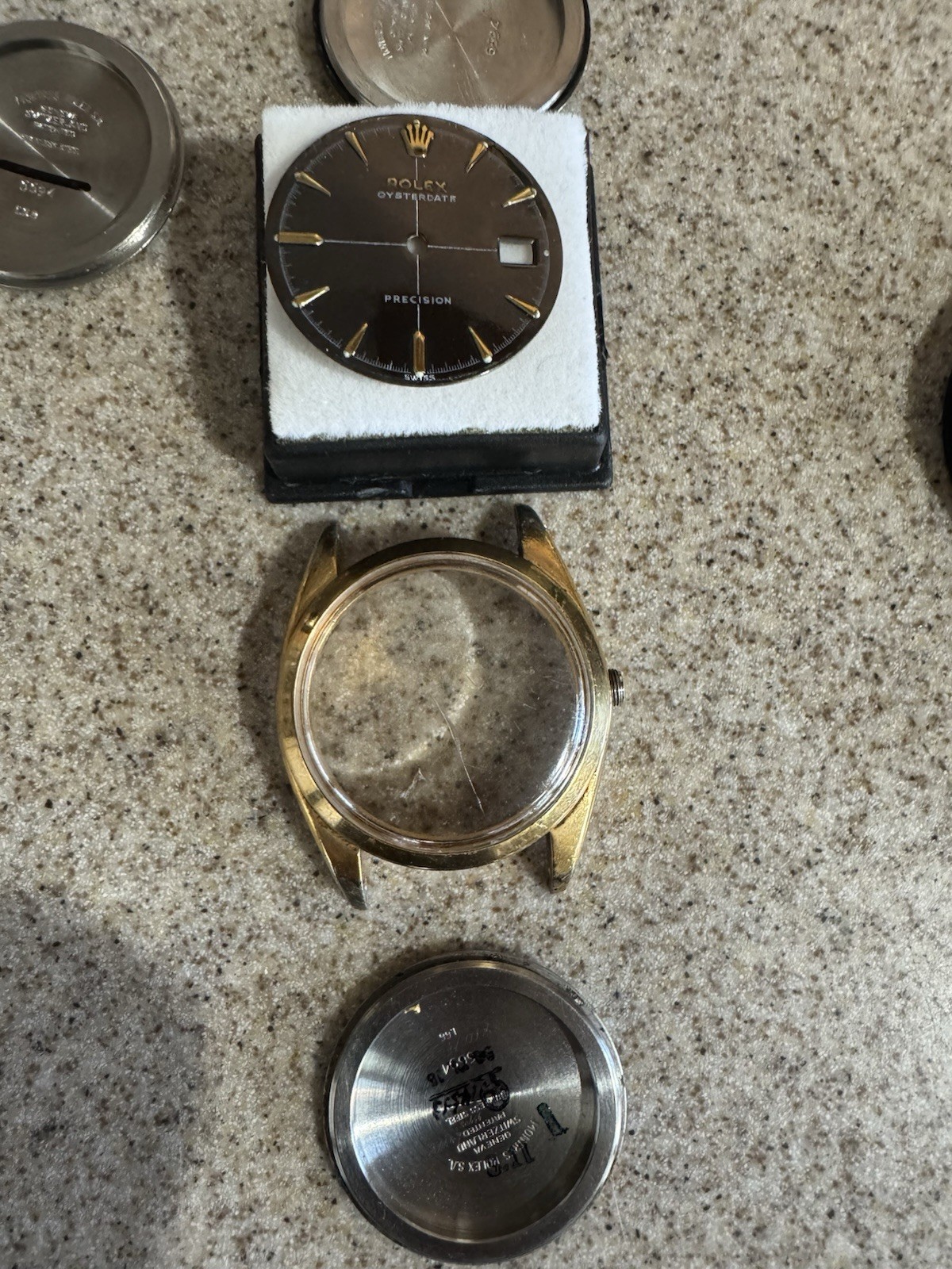 Rolex 6694 14k Gold Shell Case Only W Black Dart Dial