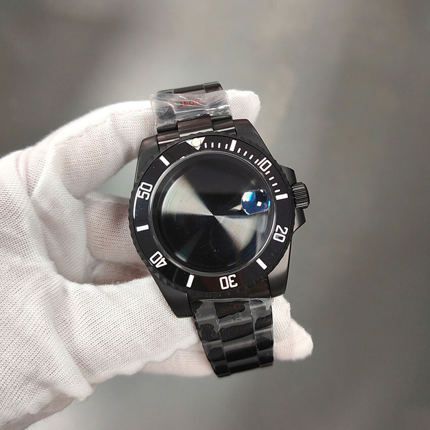 40MM Black Frosted Watch Case + Strap + Bezel Accessories for NH35/NH36 Movement