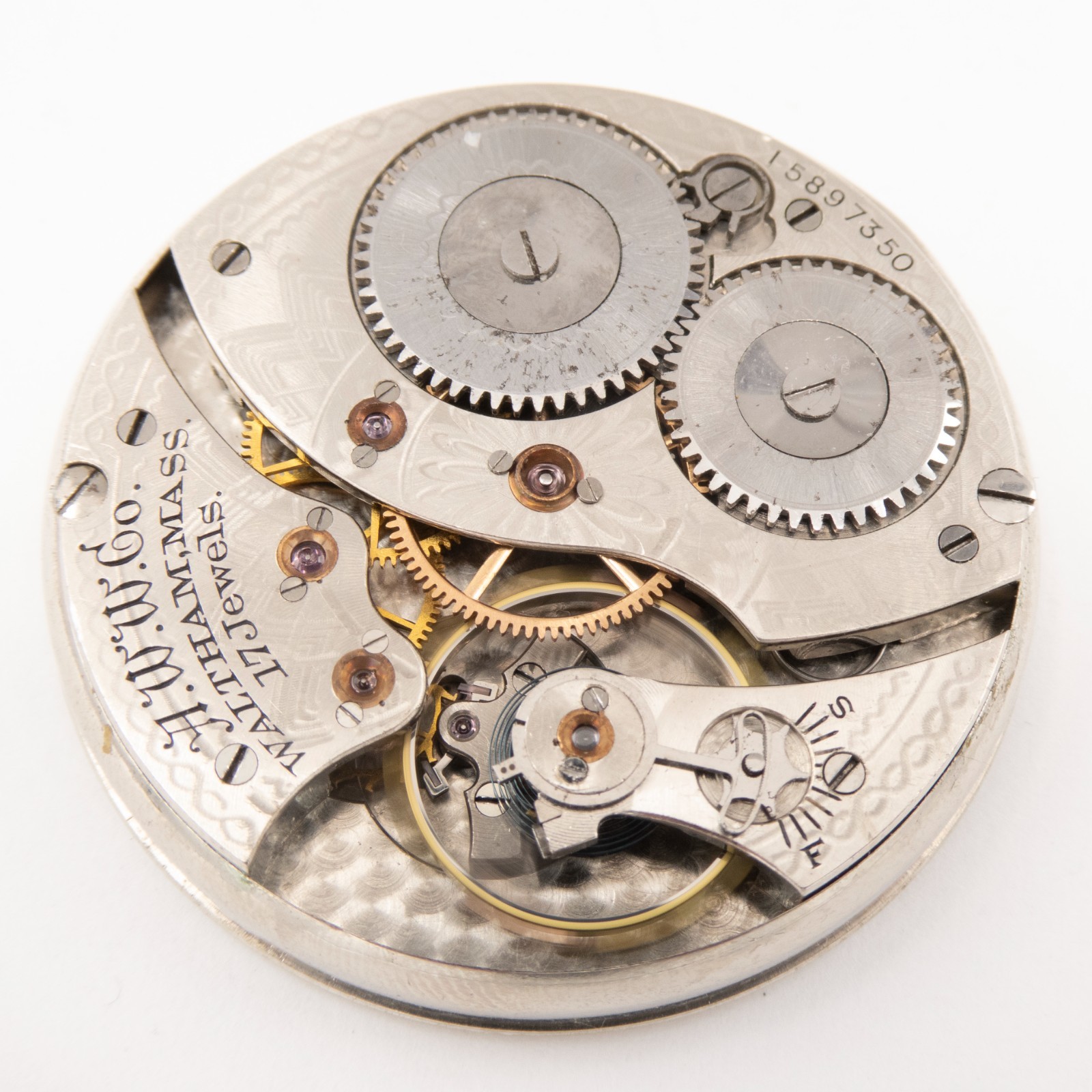 Waltham Grade No. 225 12-Size 17-Jewel Antique Pocket Watch Movement, Runs