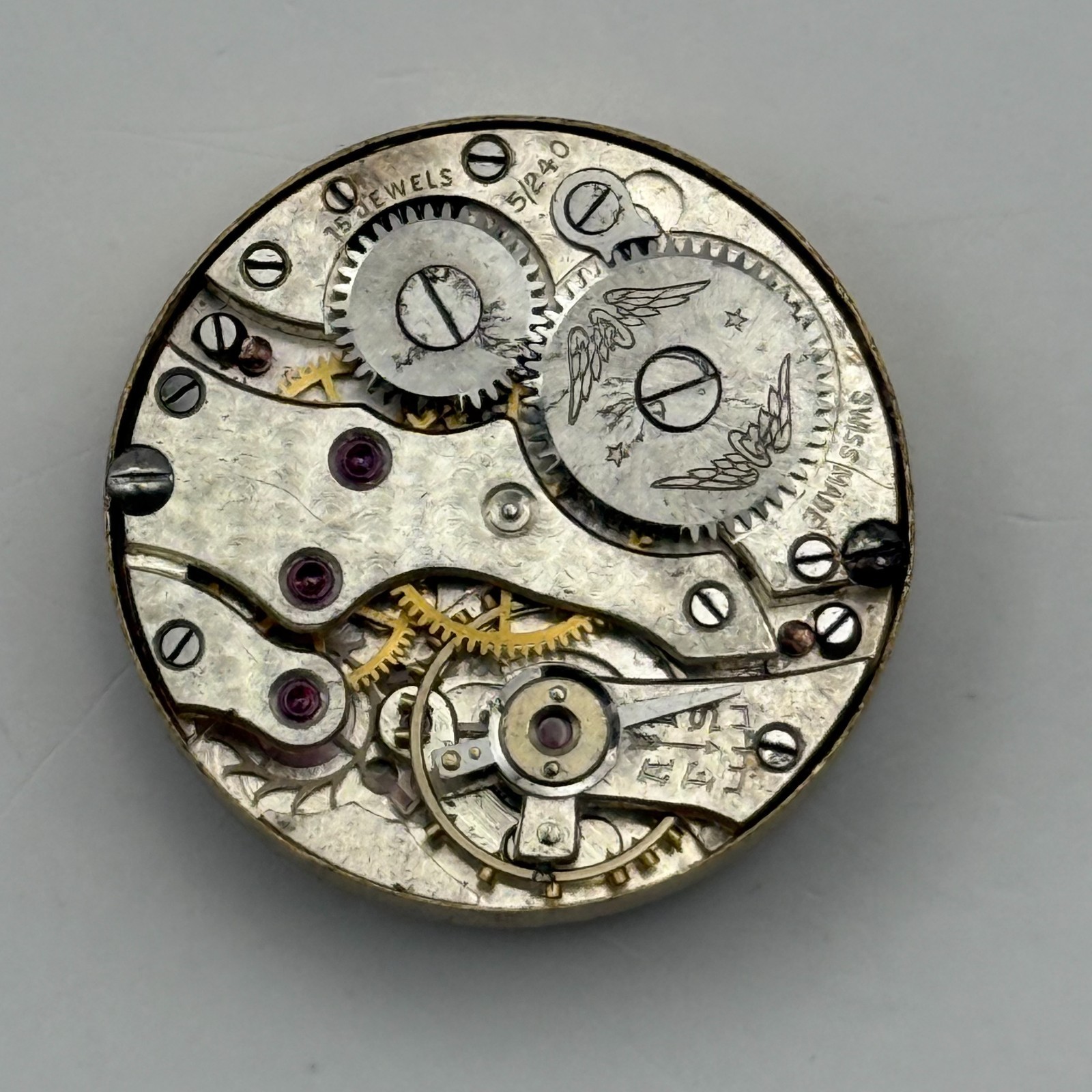 Rotary 5/240 Watch Movement 15 Jewels Swiss Manual Wind Parts Repair 22mm