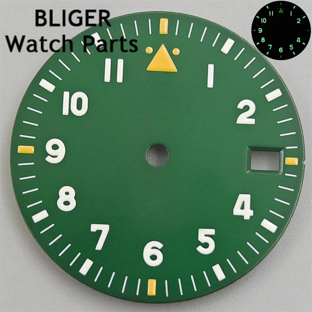 29mm Arabic Numerals Watch Dial Green Lume for Nh35 Nh36 ETA2824 Pt5000 Movement
