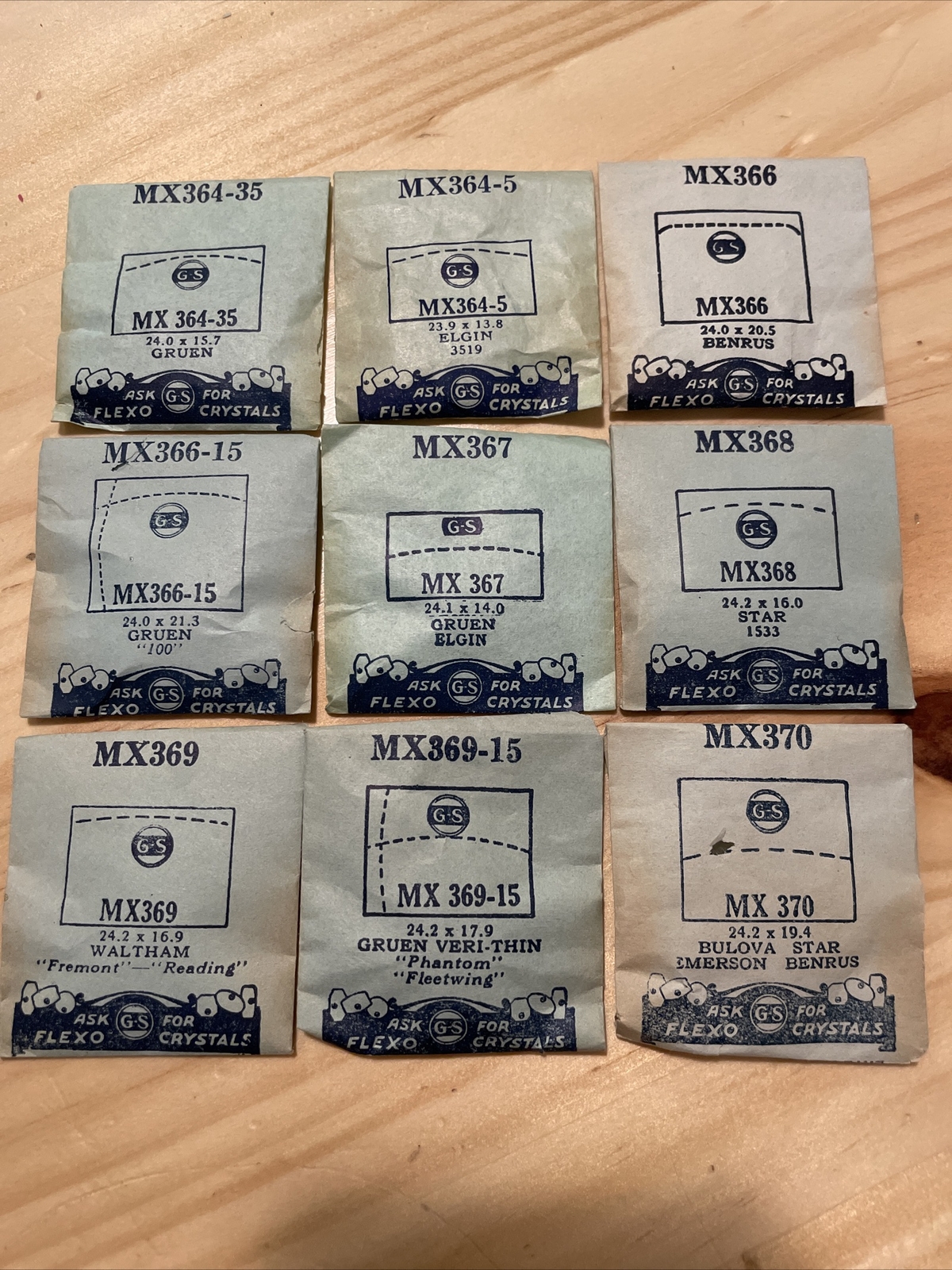 GS FLEXO MX356-385 Series Acrylic Watch Crystal Replacement CHOOSE SIZE VTG NOS