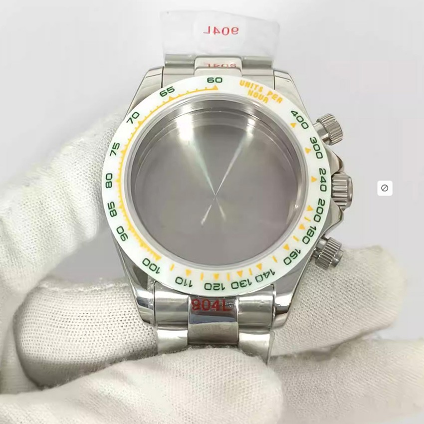 Steel 39mm Watch Case Strap Sapphire Crystal Solid Case Back for VK63 Movement