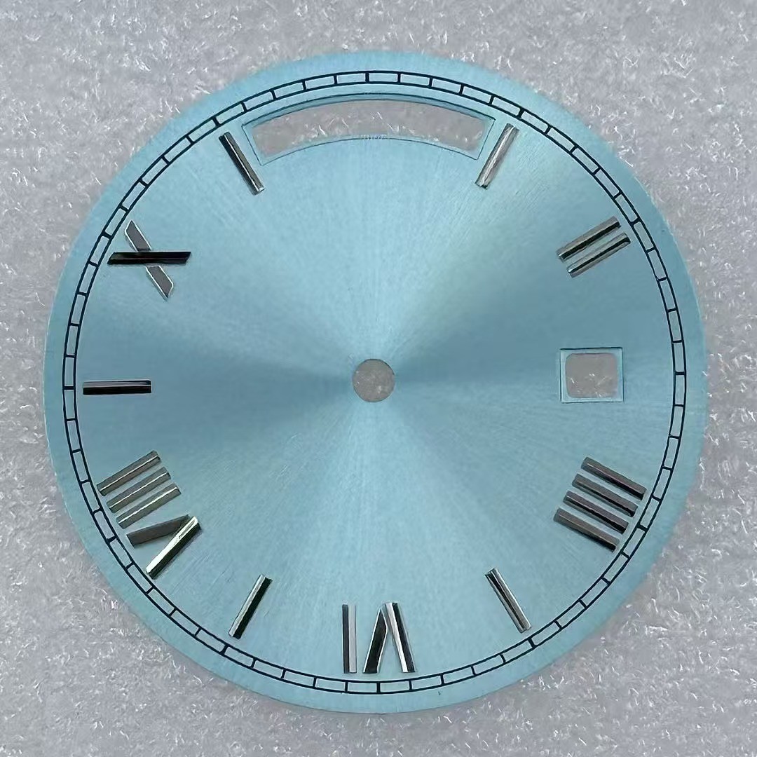 31mm Roman Watch Dial Double Calendar No Luminous Fits 8285 Movement Watch Parts