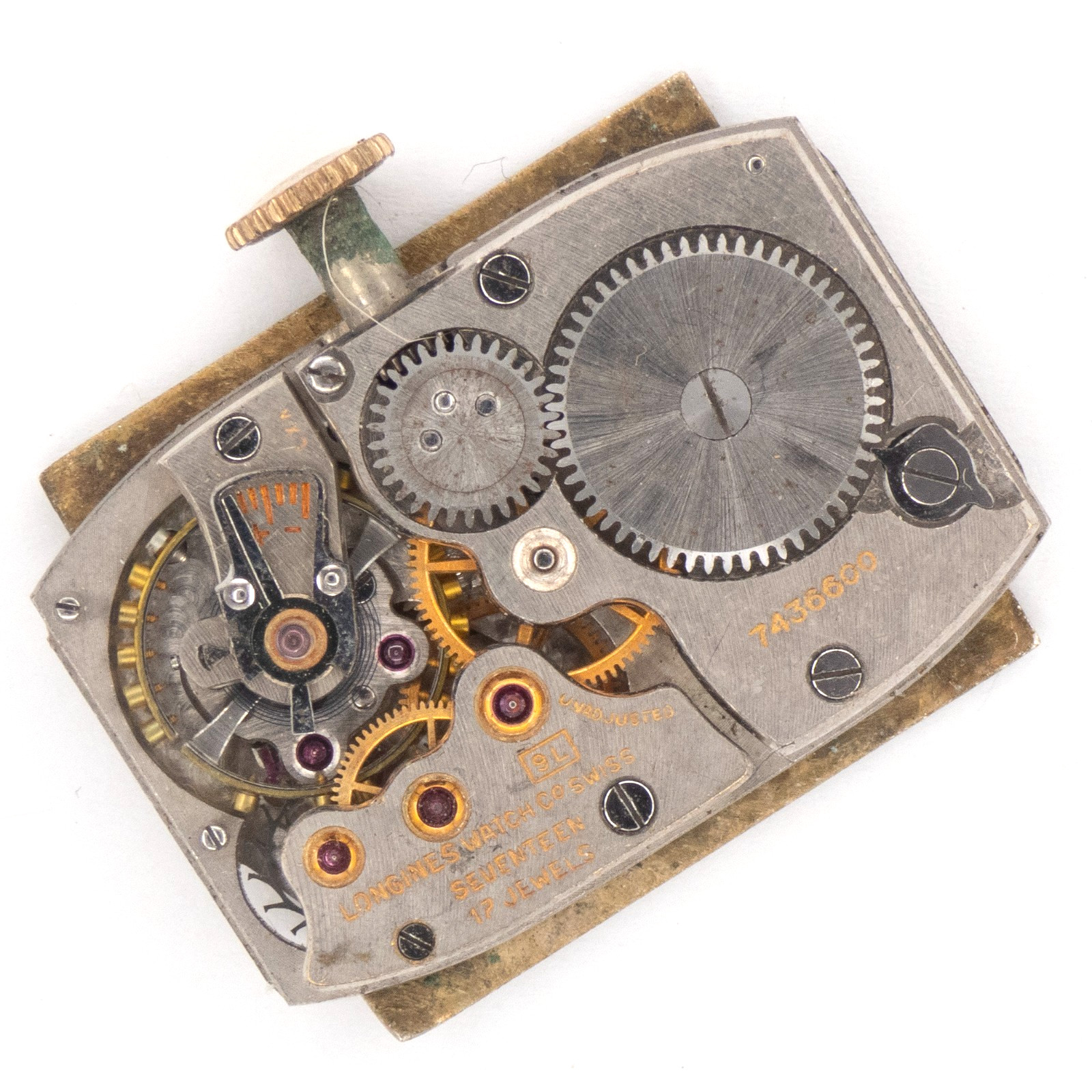 Vintage Longines Caliber 9L 17-Jewel Wristwatch Movement, Runs