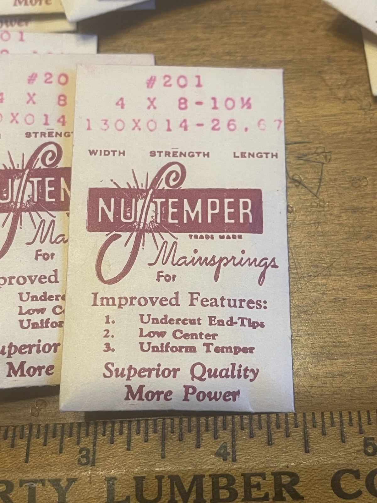 15 – Nu-Temper Mainsprings – NOS – #201 4 x 8-10 1/2 130 X 014-26.67