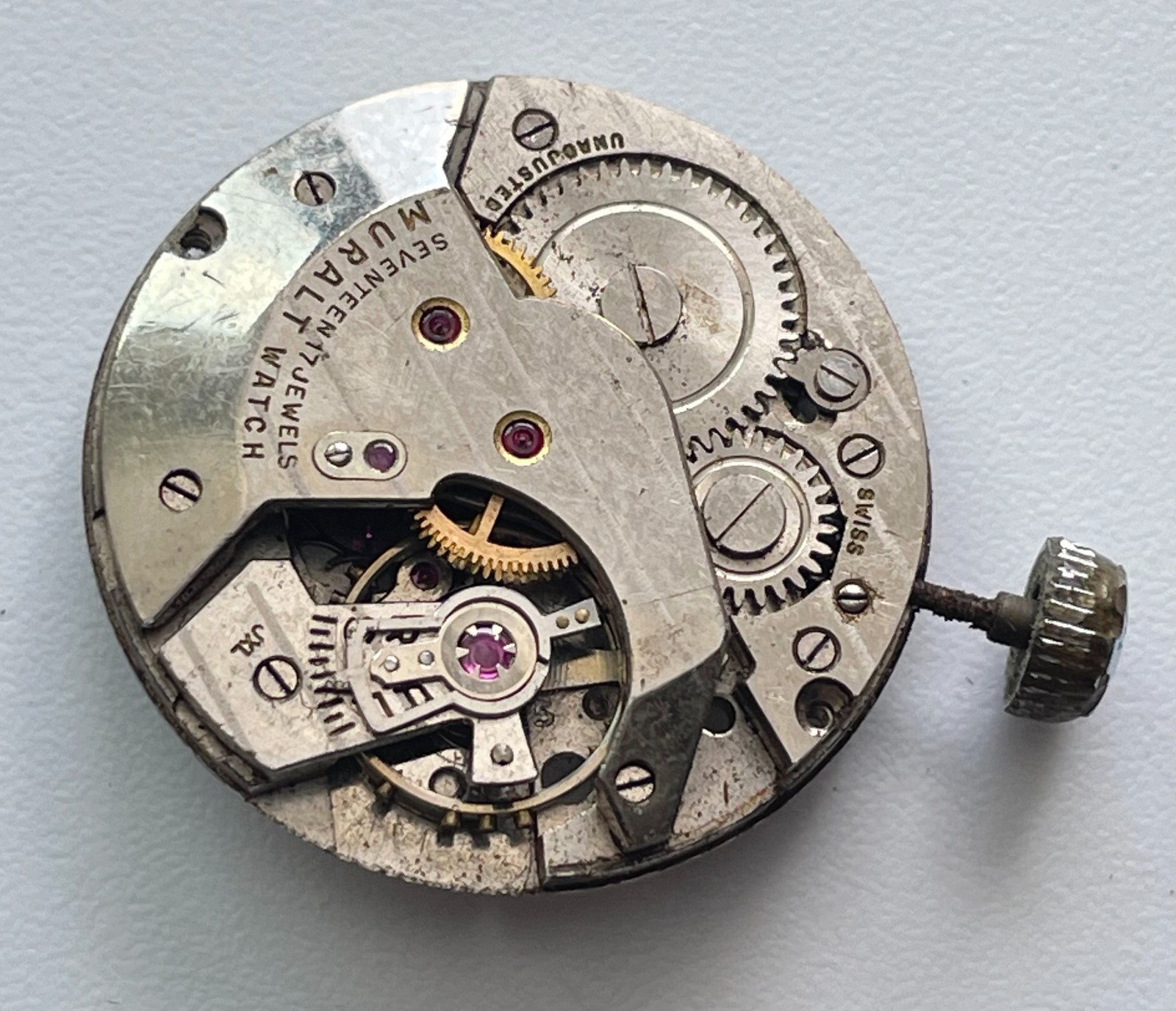 MURALTA Watch Movement AS 1287 1294 17 Jewels Swiss Parts Repair Vintage