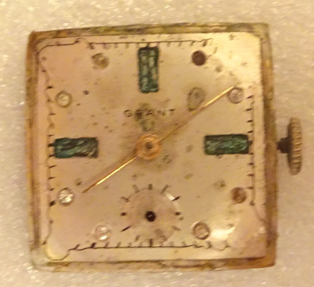 Grant Wristwatch Movement Antique 17J G-O Parts or Repair