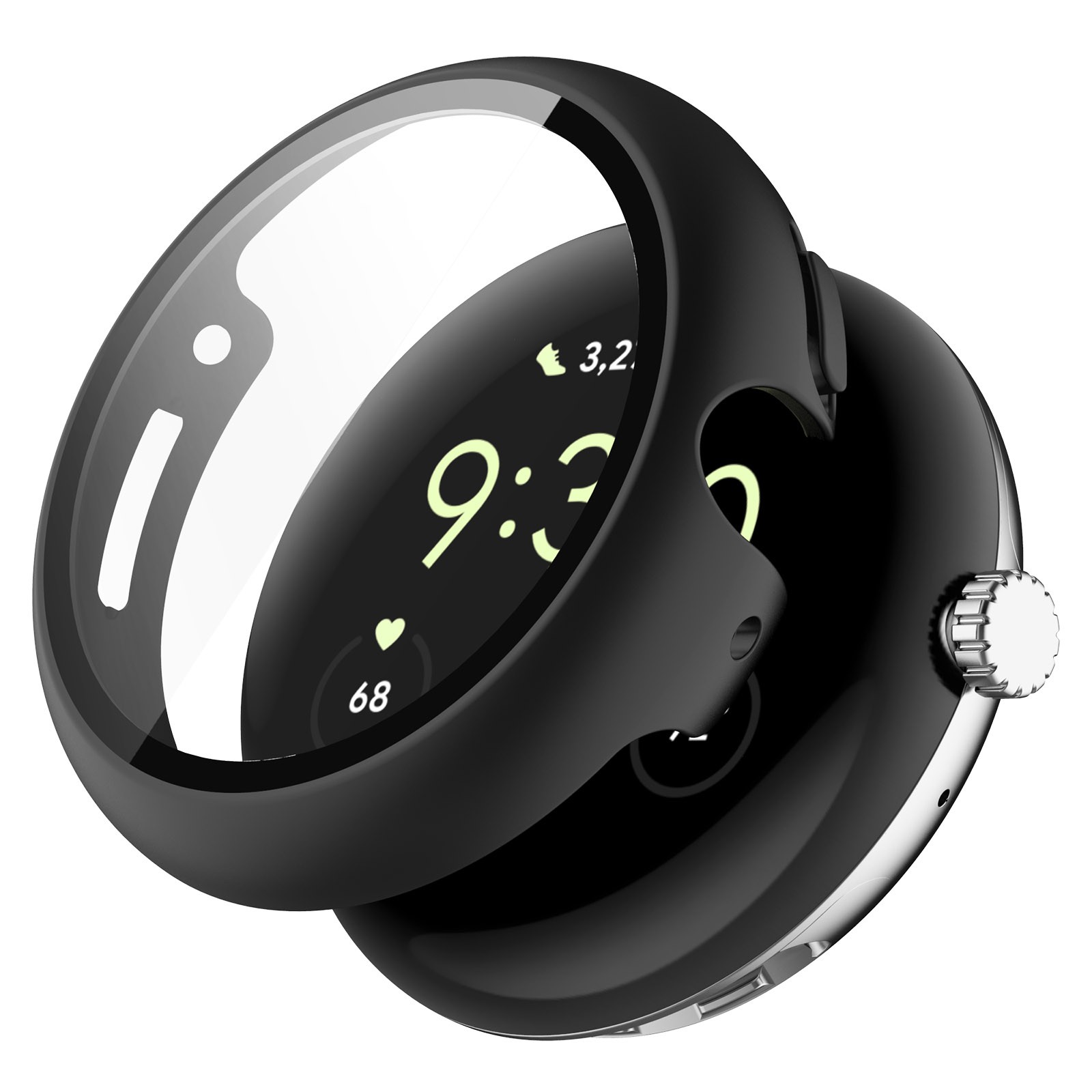 PC+Tempered Film One-piece Watch Protective Case for Google Pixel Watch