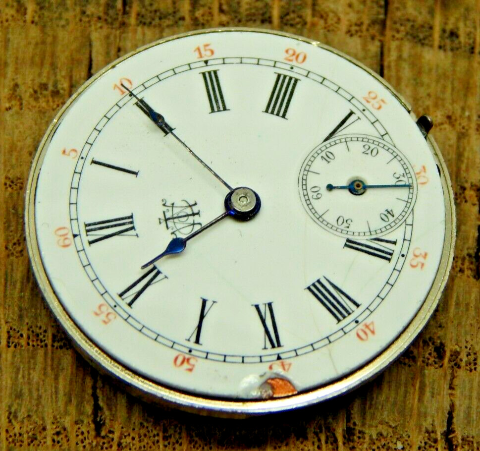 Antique Vintage Pocket watch movement Trenton 27.0 mm 3/0 size 3/4 plate