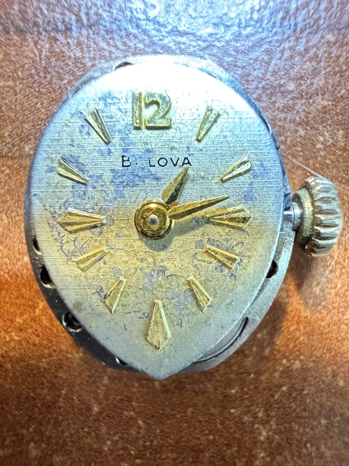 Bulova 5AR 21 Jewel Ladies Oval Movement w Dial Runs When Wound Vintage