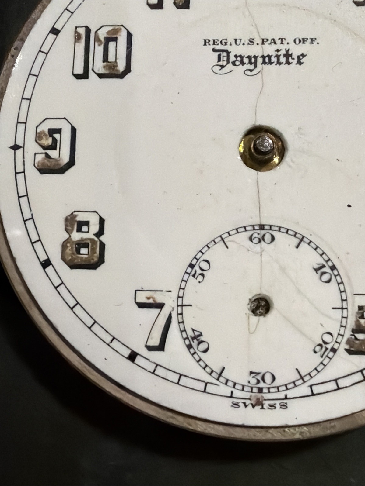 AM43 VTG Barclay Daynite 7j Pocket Watch Movement 42mm – Parts/Repair As Is**