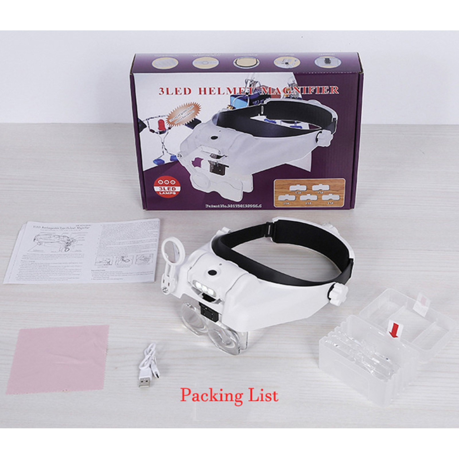 Magnifier Glass+Lens+USB Cable With LED Reading Light Magnifier Soldering Loupe