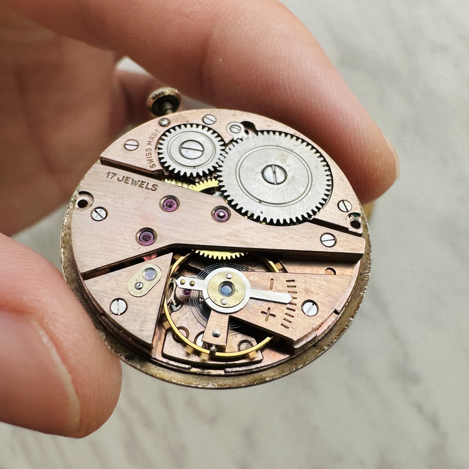 CAMY GENEVA Movement +Dial Repair vtg Swiss Watch Mechanism Classic 17 jewels