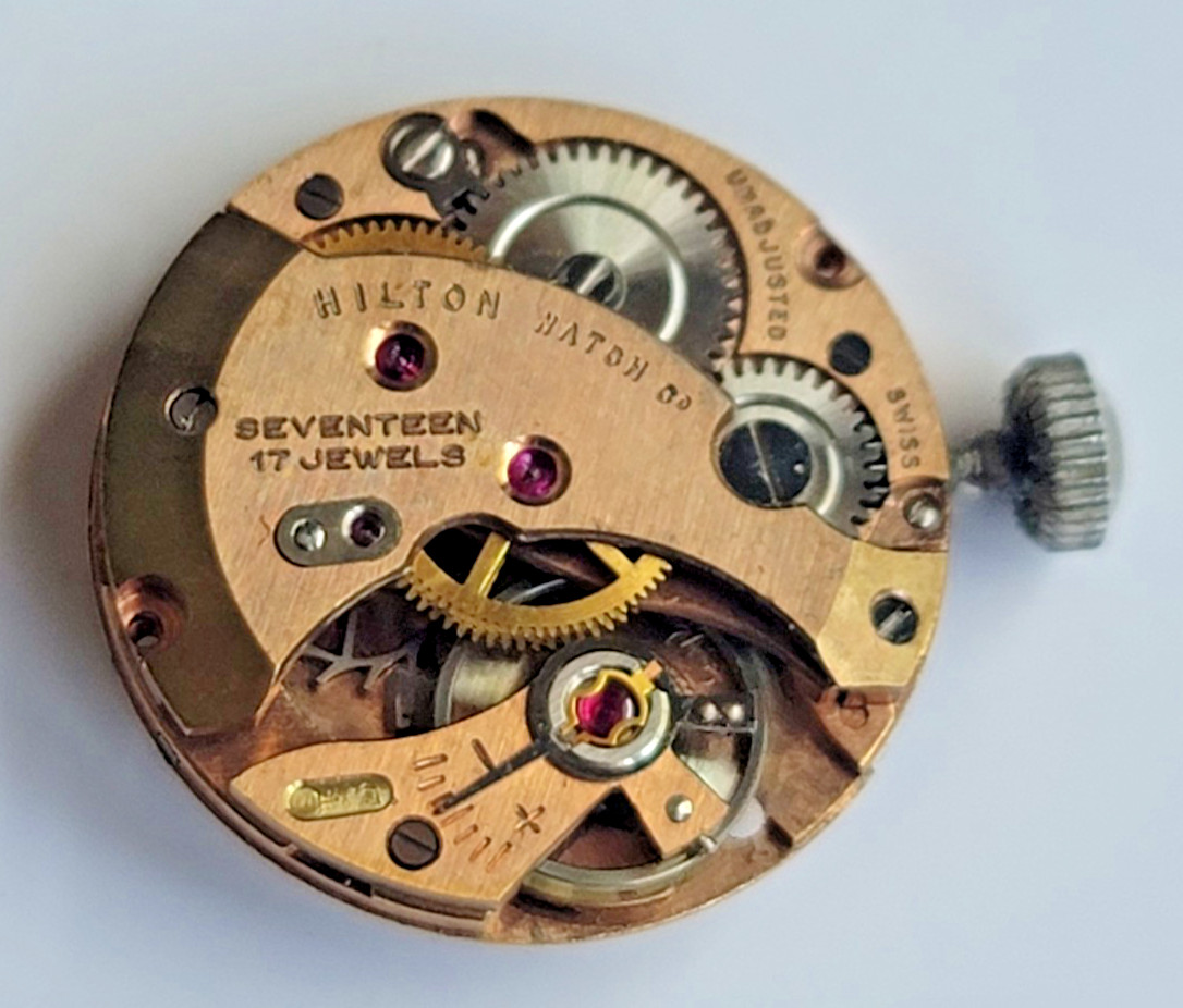 Hilton AS 1240 17 Jewel Swiss Watch Movement 19mm w/ Hilton Dial Running WP2-127
