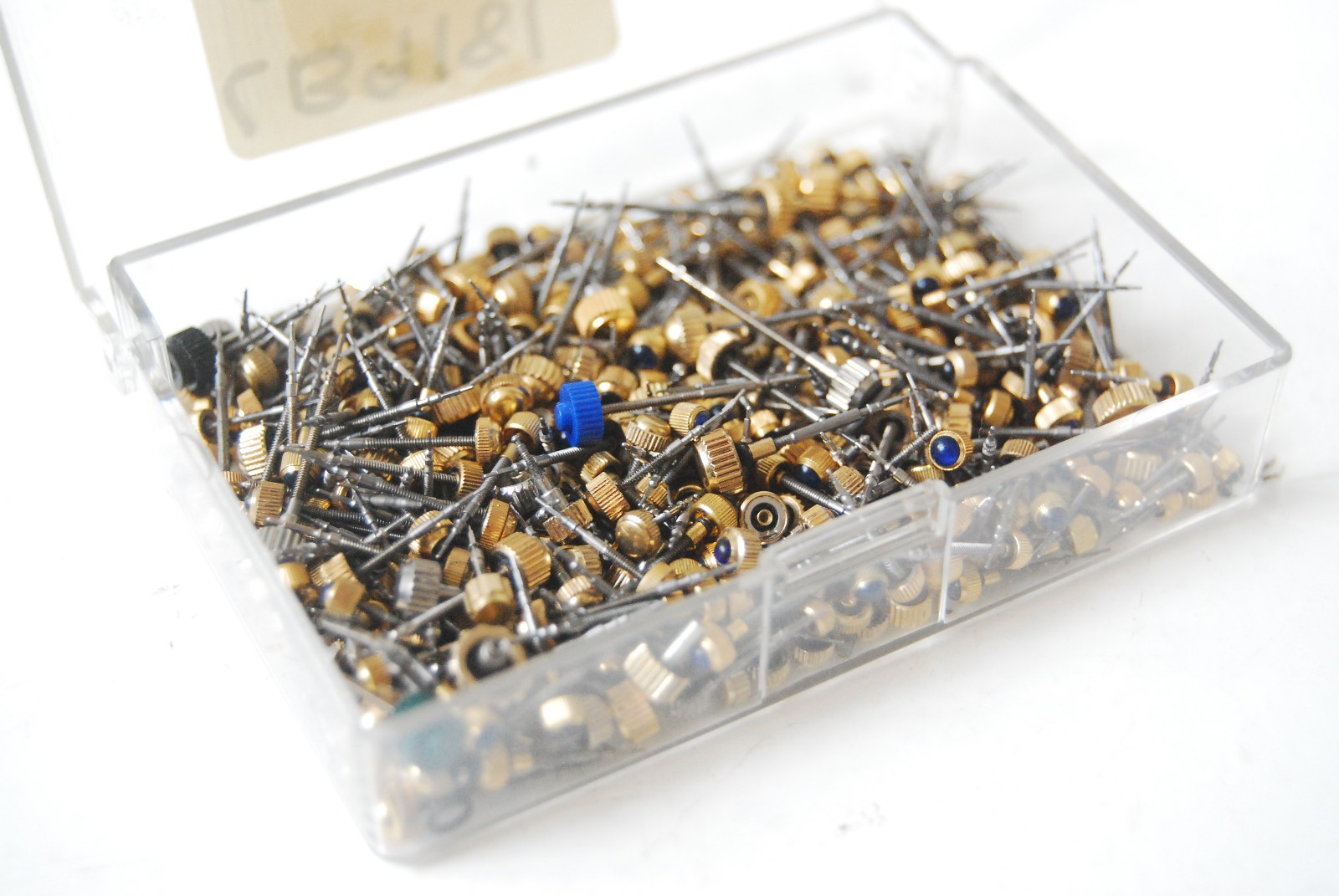 COLLECTION (92g) OF GOLD WATCH CROWNS WITH STEMS – 3-6mm – ROTARY