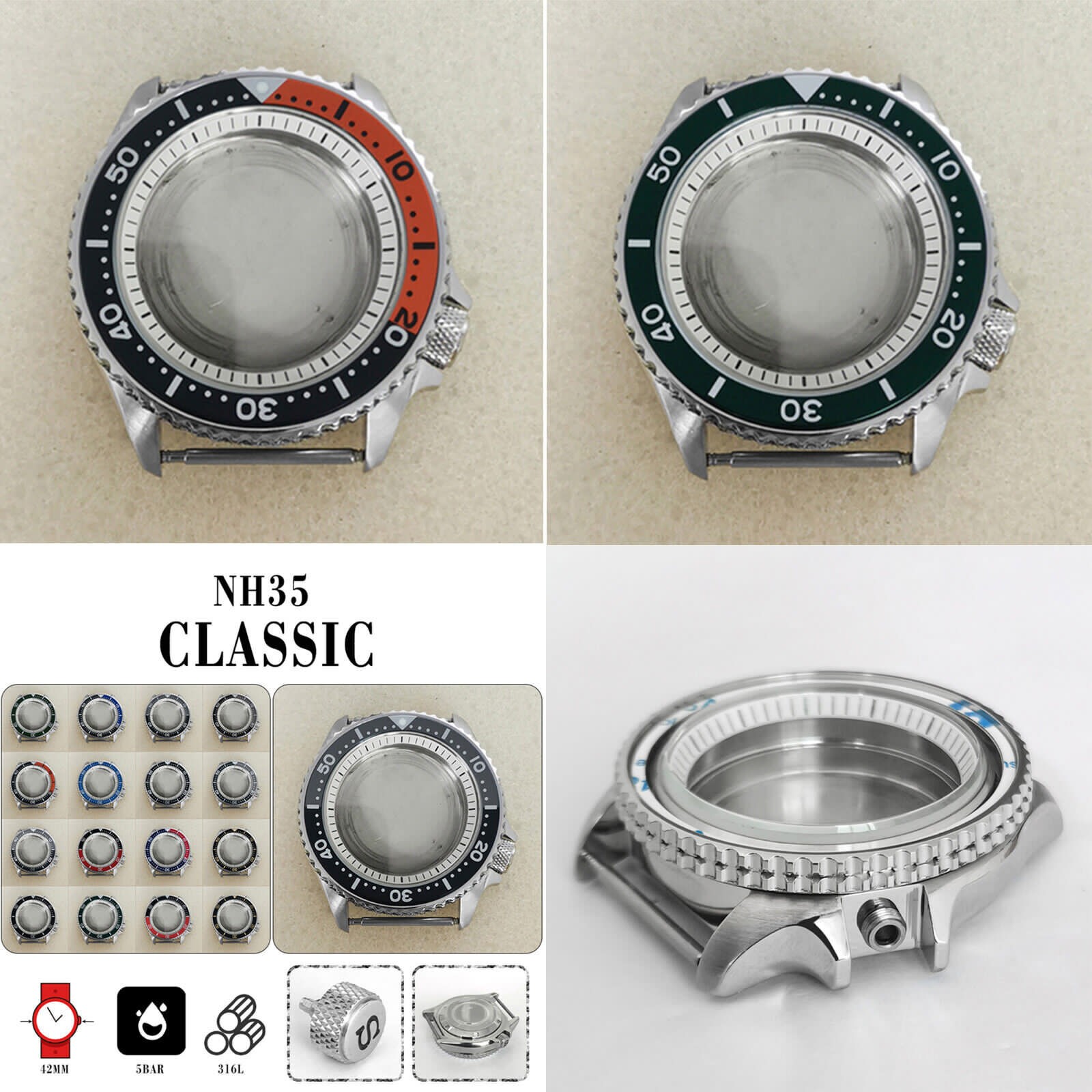 Watch Case Inner Ring Bezel Case for NH35/NH36/4R Watch Movement Accessories ##
