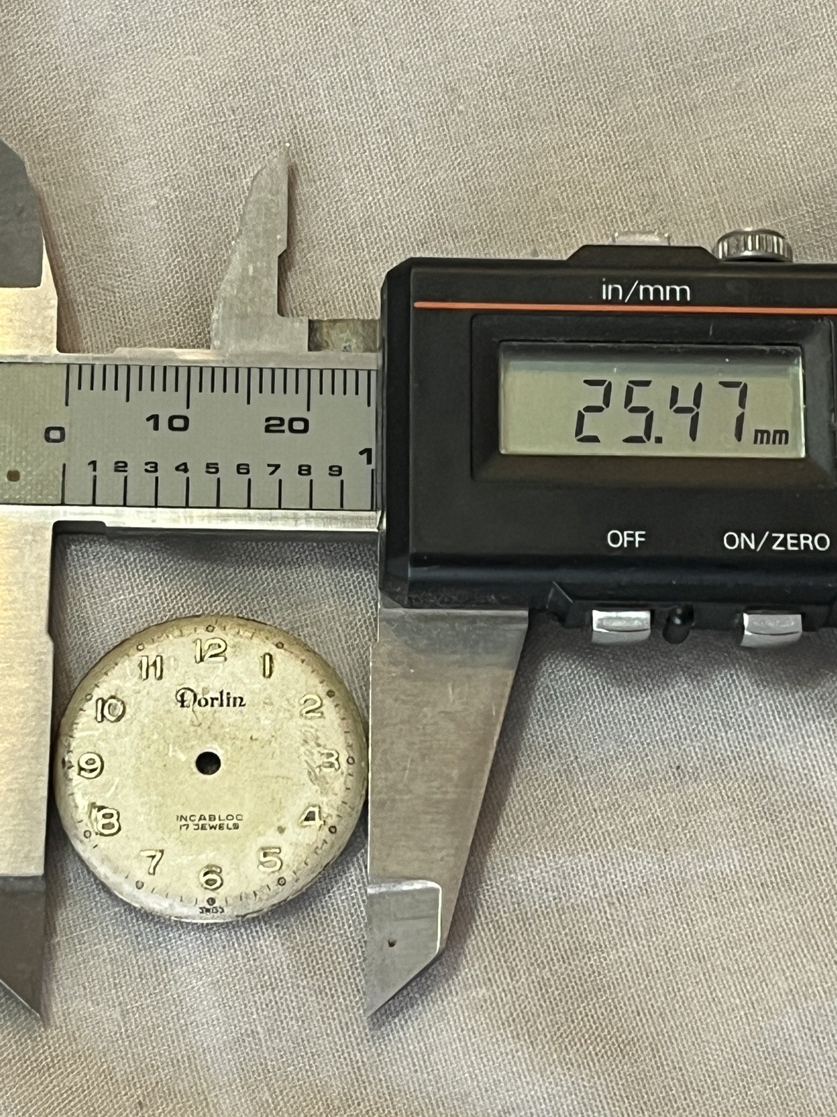 Vintage Dorlin Wristwatch Dial for movement AS1187- 1194 w/2 Dial Feet
