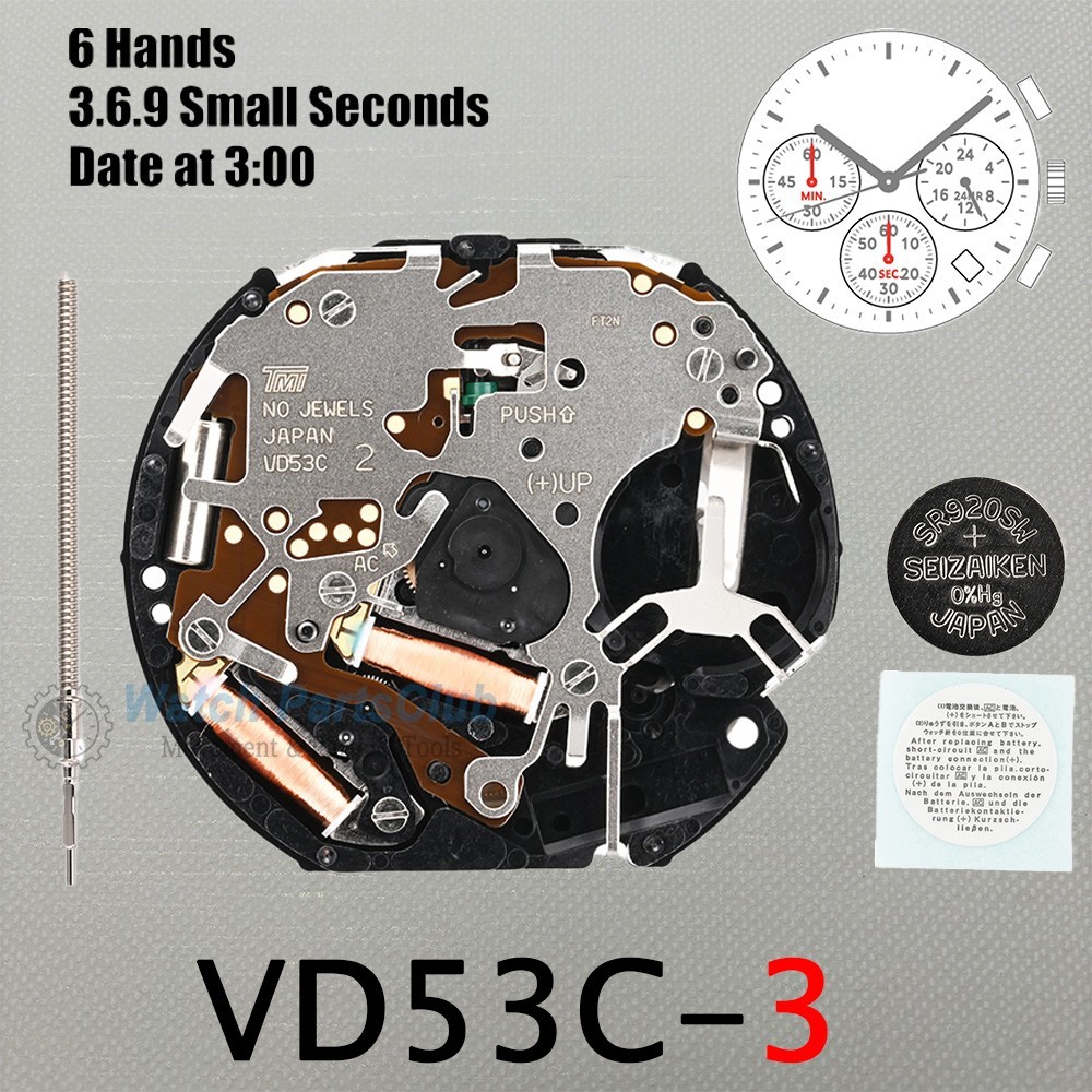 JAPAN VD SERIES VD53C VD53-Watch Movement Quartz electron Movement replacement