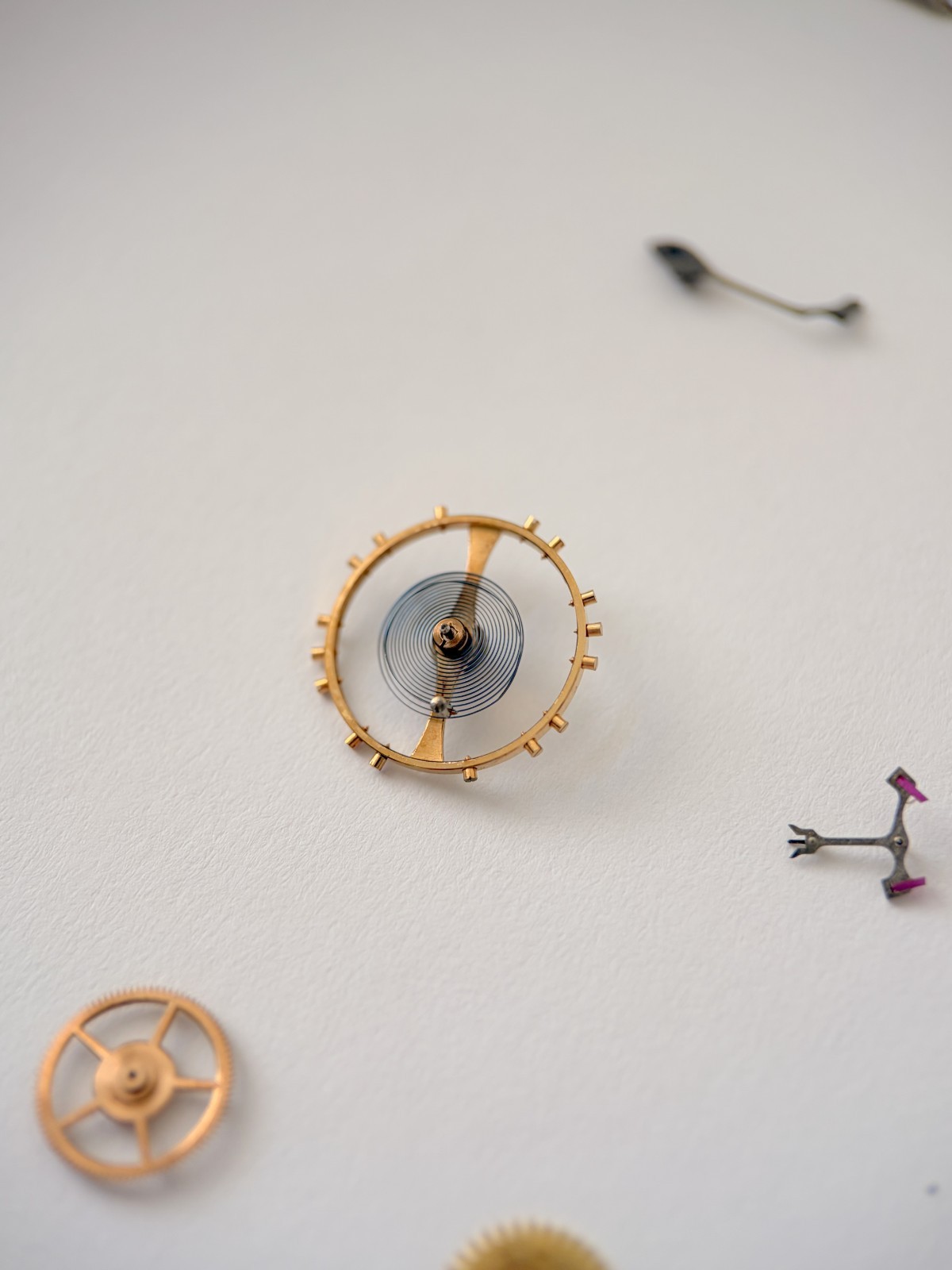 Angelus Cal 215 Chronograph Watch Movement Part Balance Fork Dial Hands Sub