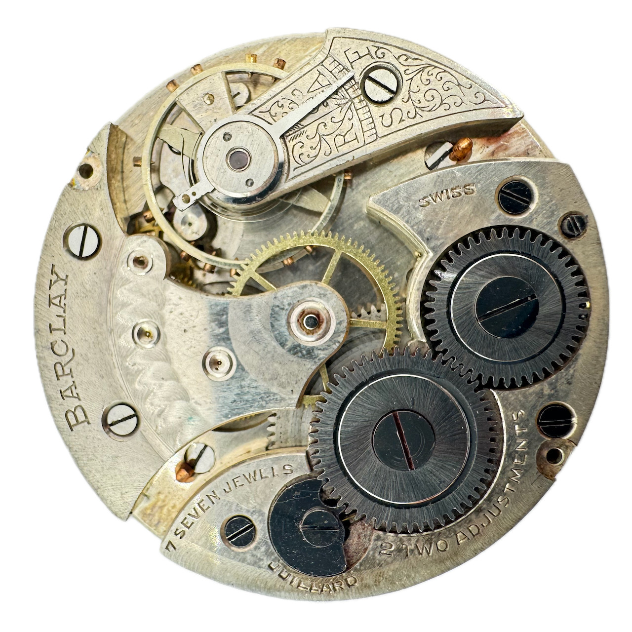Antique 41.5mm Barclay Juillard 7 Jewel Mechanical Pocket Watch Movement Swiss