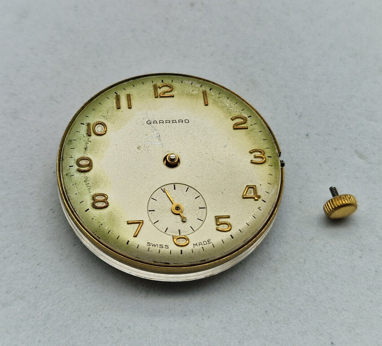 VINTAGE GARRARD MANUAL WIND MOVEMENT AND DIAL ,WORKING / F059