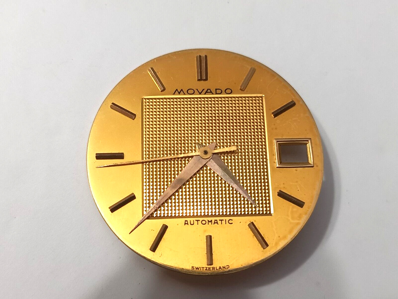 18K Movado Mirror Dial & Hands For Bumper Mvt Cal 222 / 224 / 224A Size: 26.8 mm