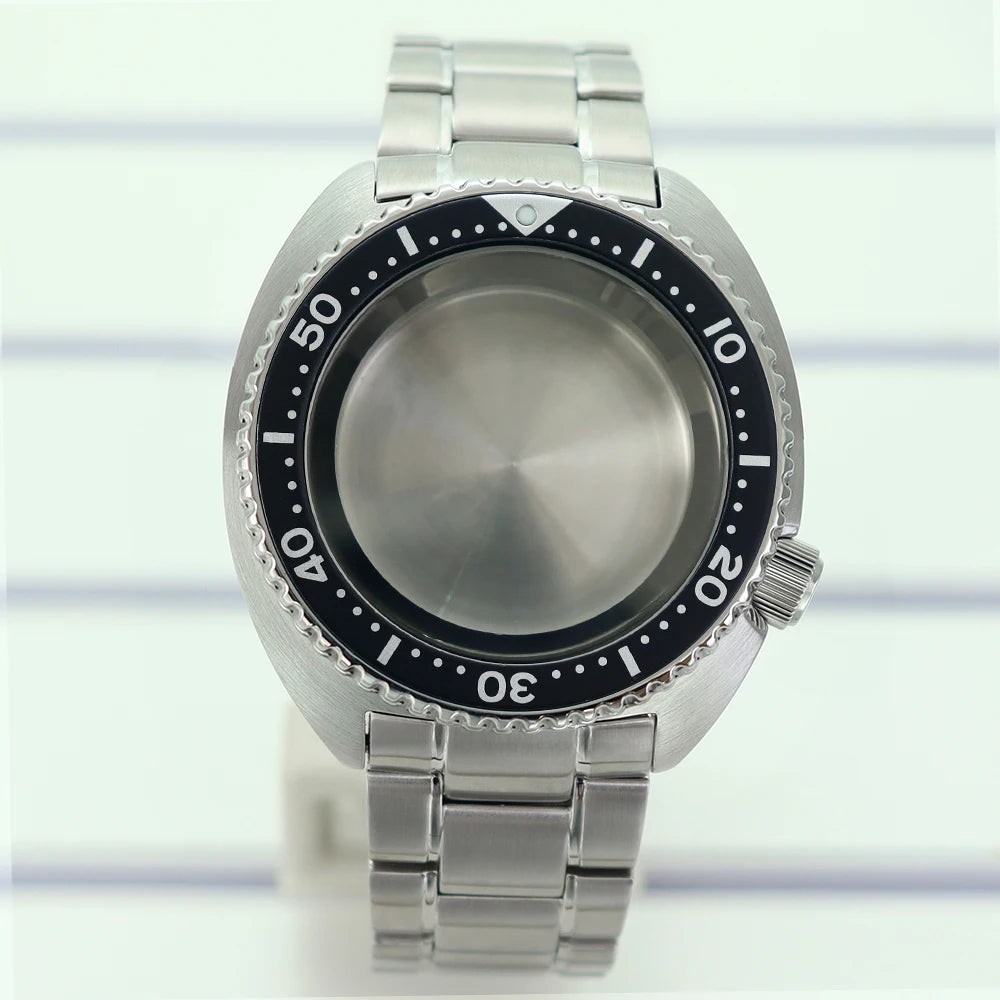 45mm Steel Watch Case Sapphire Glass For Mod skx big Abalone NH35 NH36 NH38
