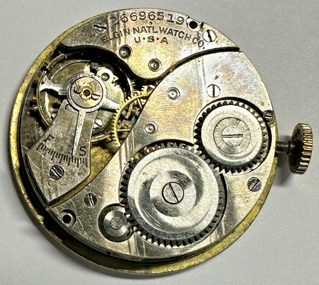 Vintage 1924 ELGIN 7J Gr. 430 Movement DIAMOND DIAL For Parts Repair J15
