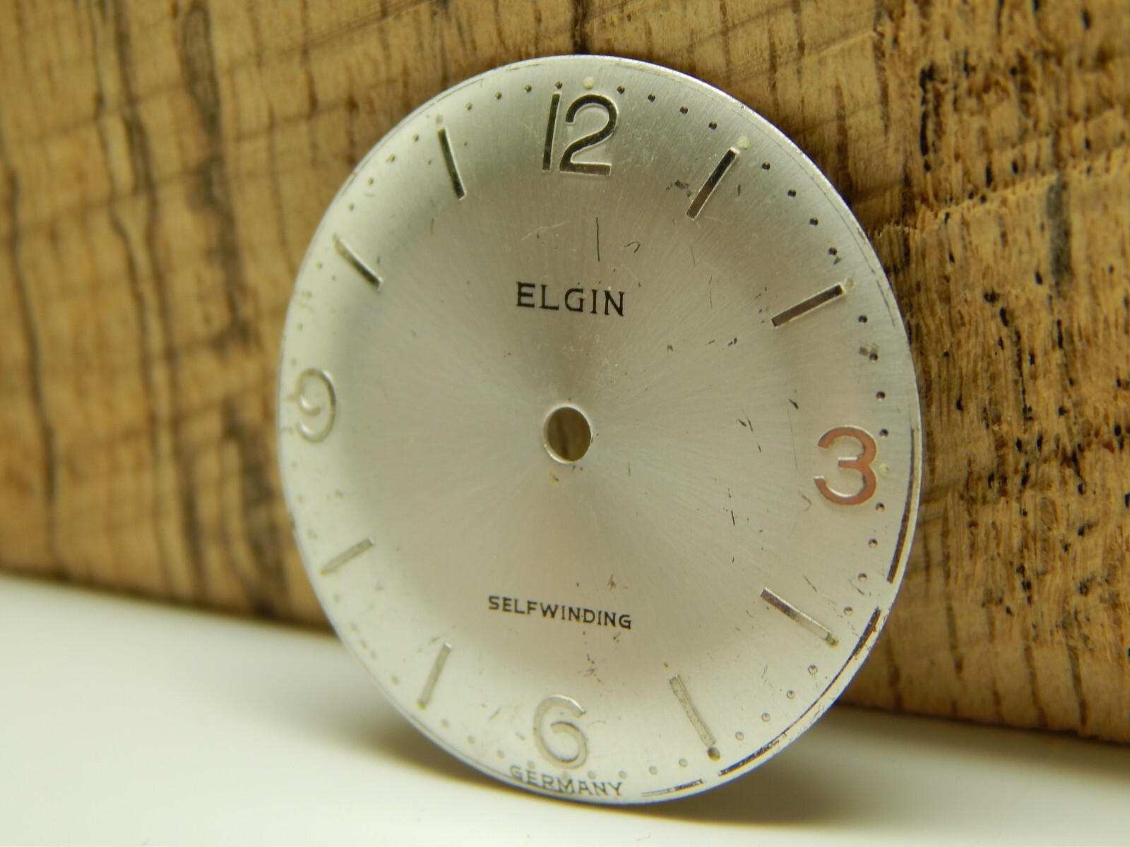 Beautiful Elgin Silver Self Winding Watch Dial 28.6mm Diameter NOS