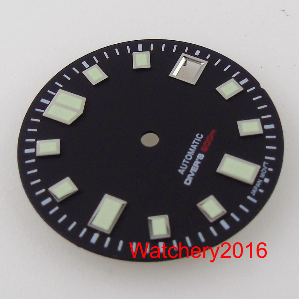 Tandorio Sterile Steel Luminous 29mm Black Watch Dial fit NH35A Date Display