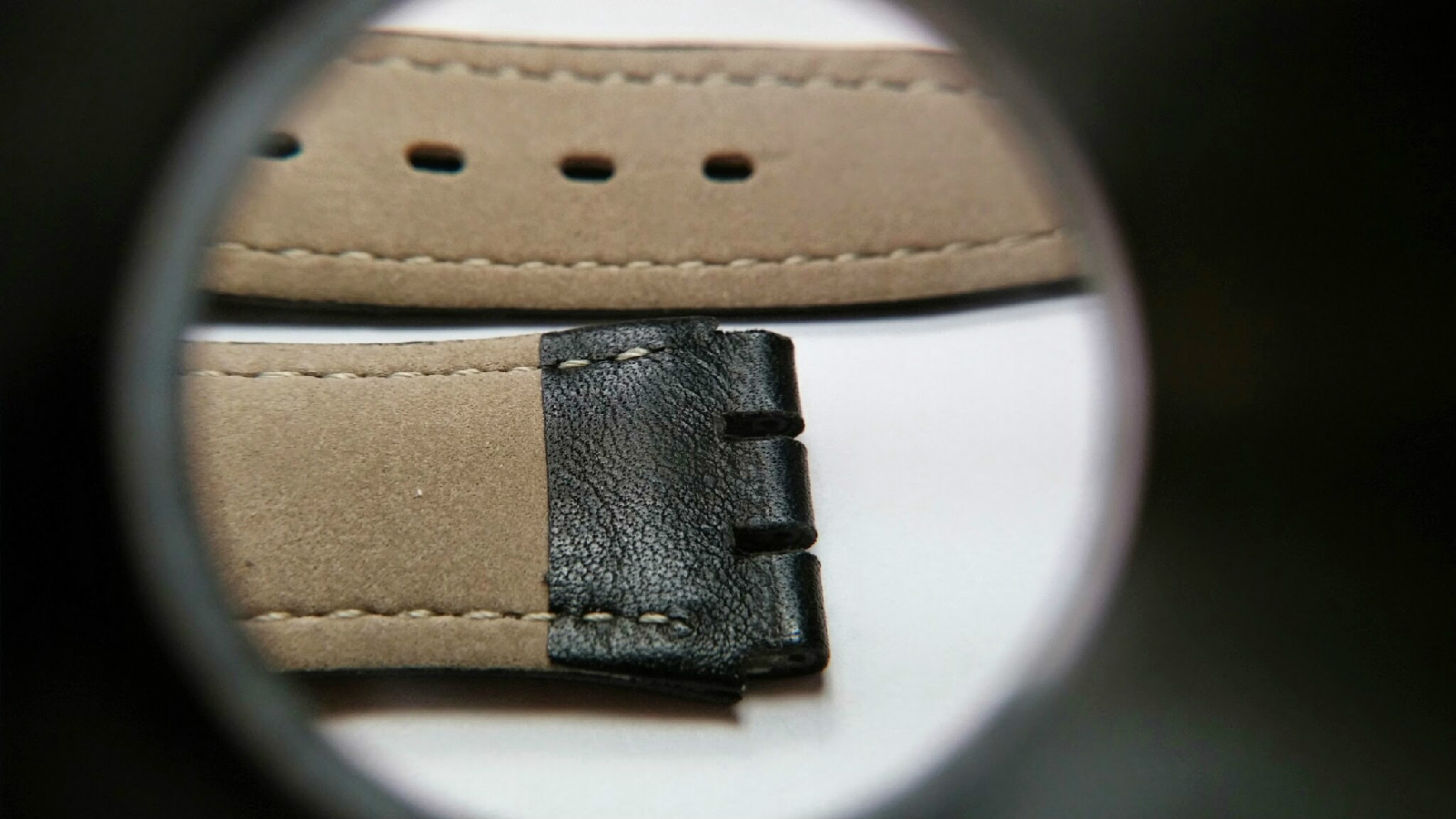 Black Band, Veau Veritable, Black, with buckle, and 2 pins, 17mm (16.5mm)