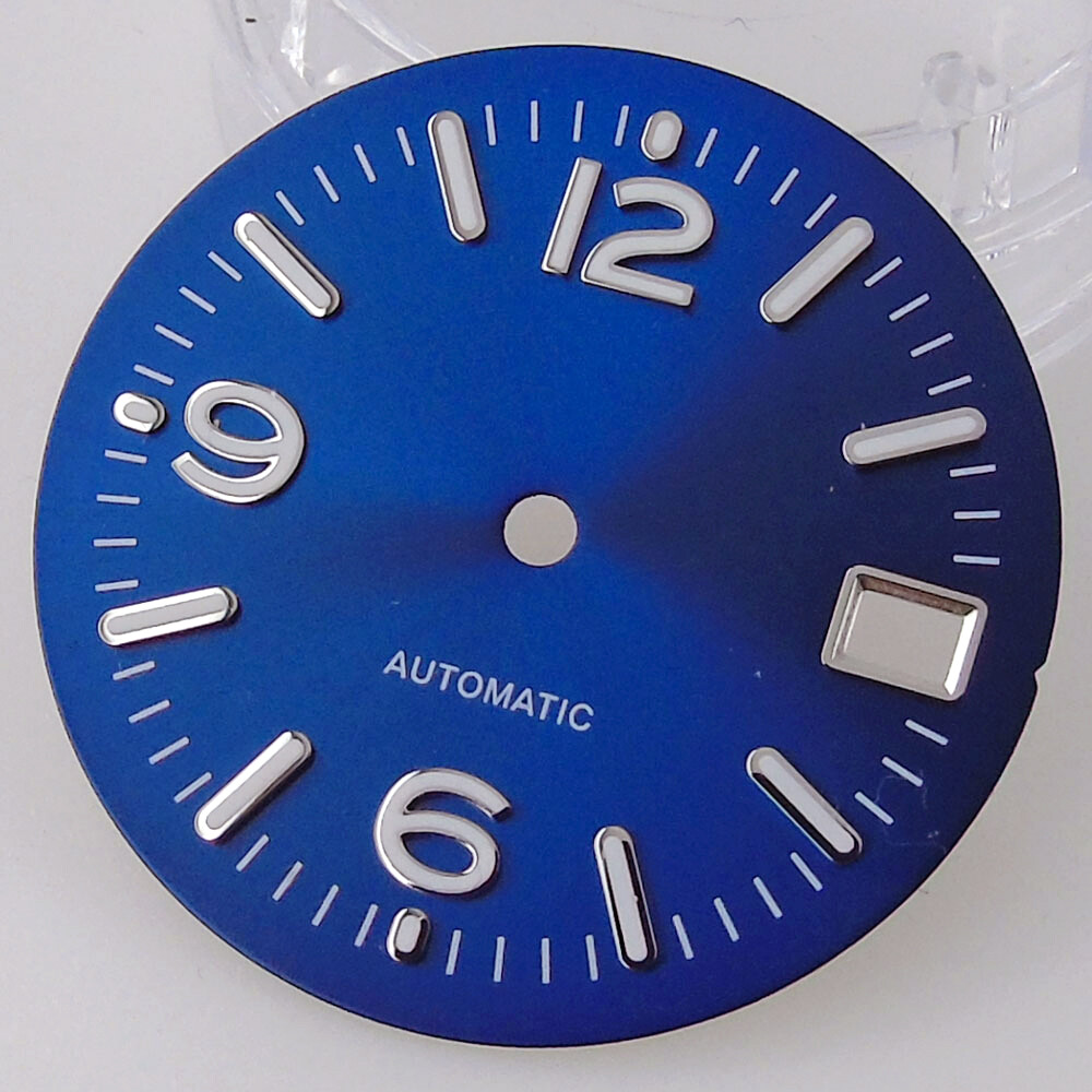 29mm Blue/Black/White Sunburst Dial For NH35A NH36 Silver Edge Hands Watch Parts