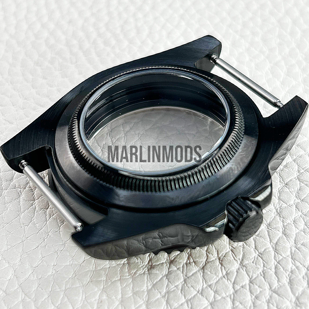 Black 40mm Watch SKX Sub Case Mod For NH35 NH36 Movement Sapphire Crystal SKX007