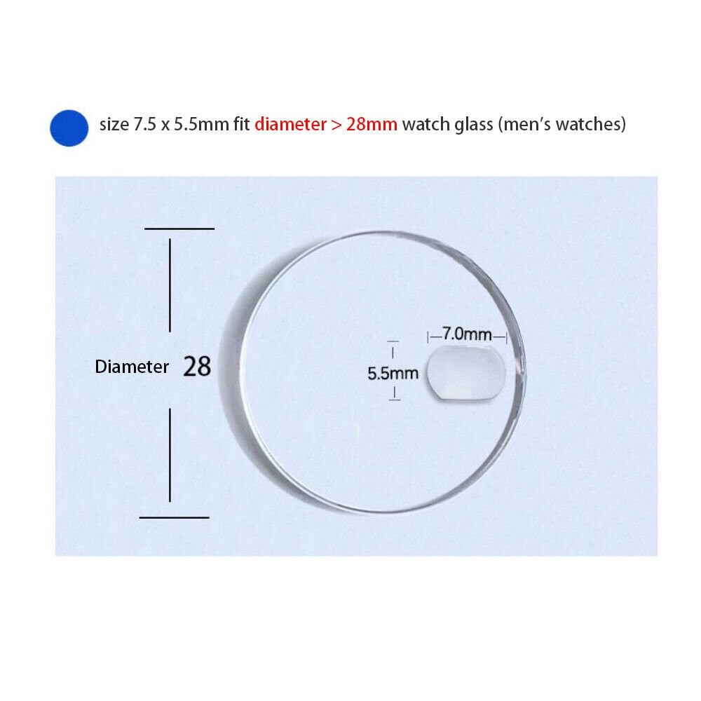 Sapphire Magnifier Convex Lens for Calendar Date Window Watch Crystal Glass