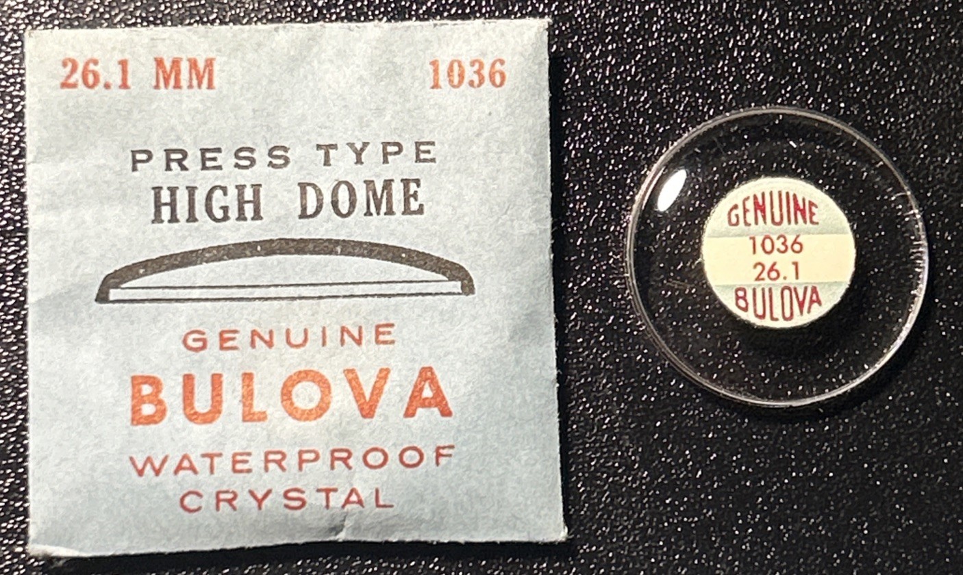 Vintage Genuine Bulova 1036 Press Type High Dome Watch Crystal 26.1MM NOS