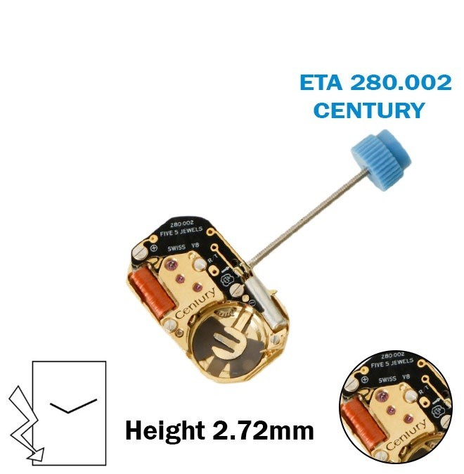 ETA 280.002 Century Swiss Quartz Watch Movement-2 Hands-Without Disk-5 Jewels.