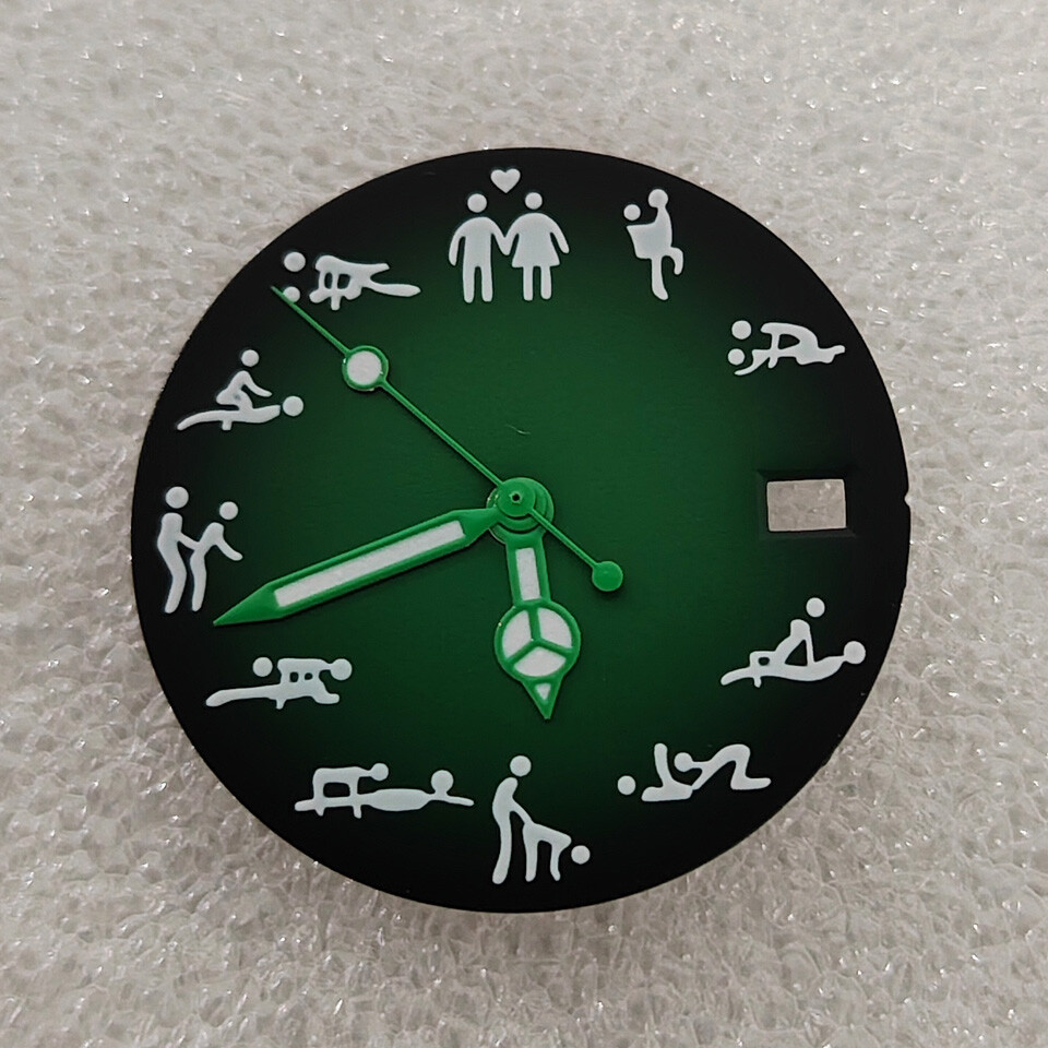 NH35 Dial 28.5mm Gradient Two-color Dial+Hand Green Luminou for NH35/36 Movement