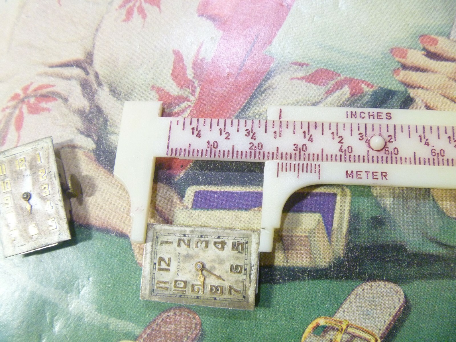 GROUP LOT- TWO Late 1920s Waltham 17J Cut Corner Rectangle Nicer Mvts, Dials !!