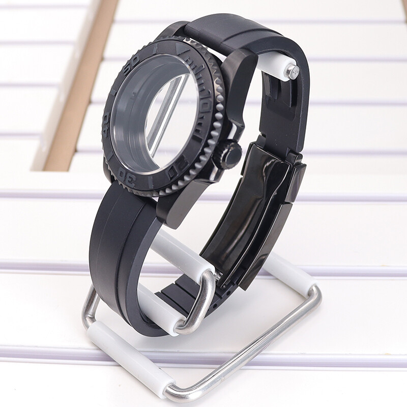 40mm nh35 nh36 YACHT Watch Case Rubber Strap Stainless Steel Sliding Lock Buckle