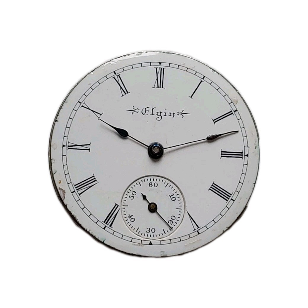 Elgin 223 0s Movement Sunk Enamel Dial Hands Pocket Watch Parts 504