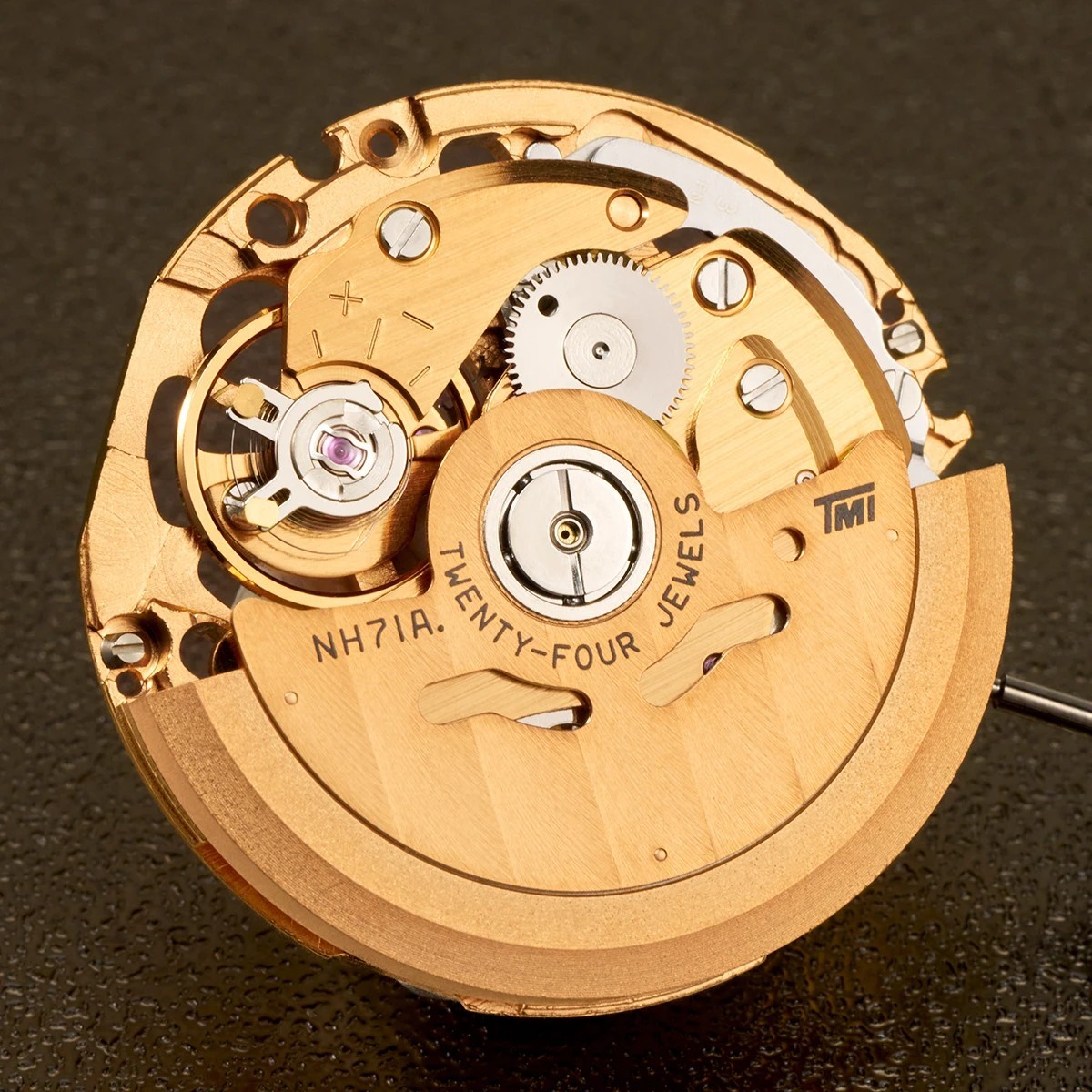 Seiko TMI NH71A Automatic Skeleton Movement Gold Japan 24 Jewels High Accuracy