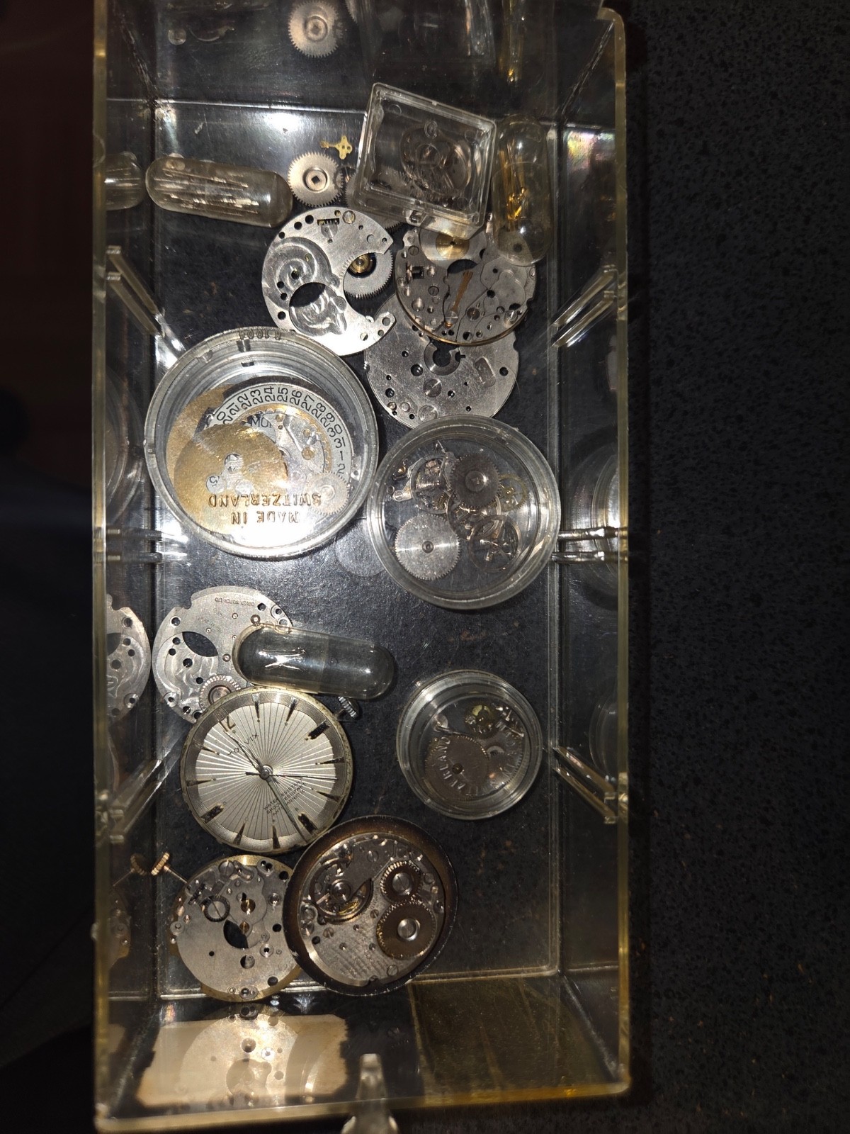 Ebosa 65 Swiss vintage. Movements & plates, parts, balance wheels. Read.