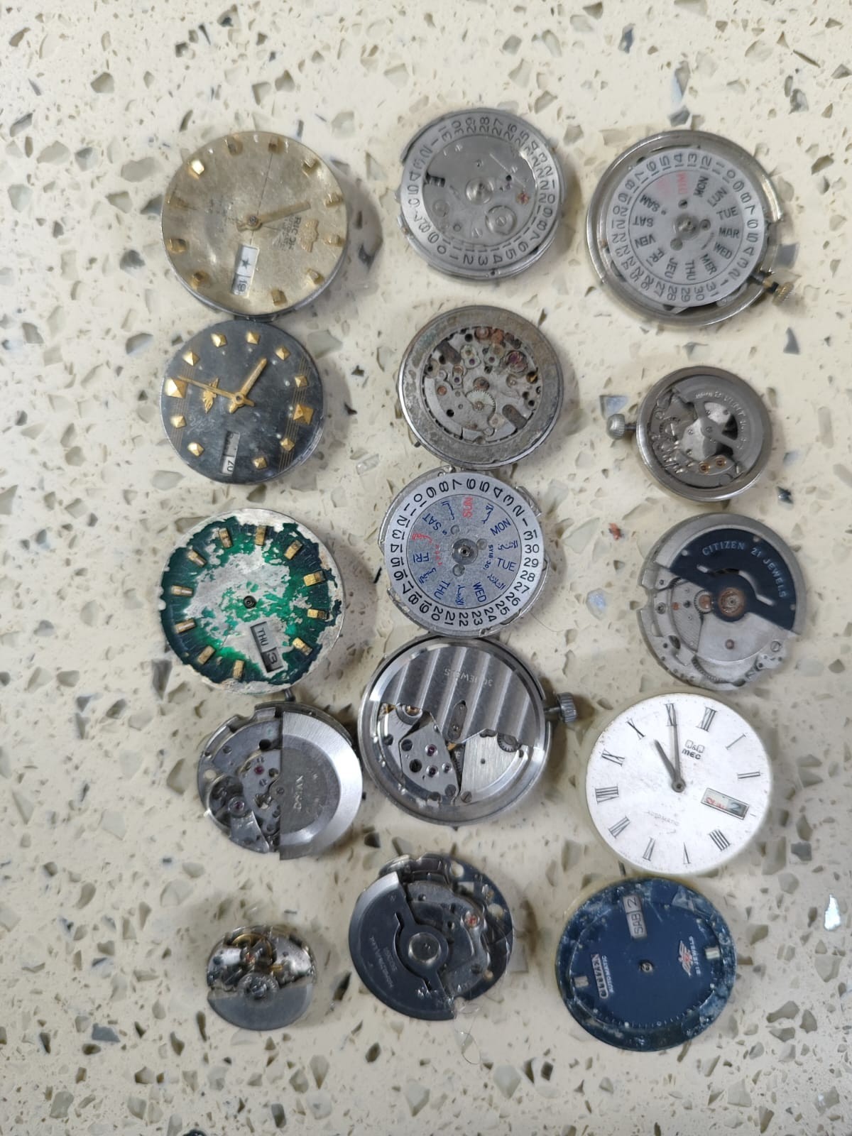 Swiss &Japan Vintage Automatic Wristwatch Movements iot 15 movements For parts
