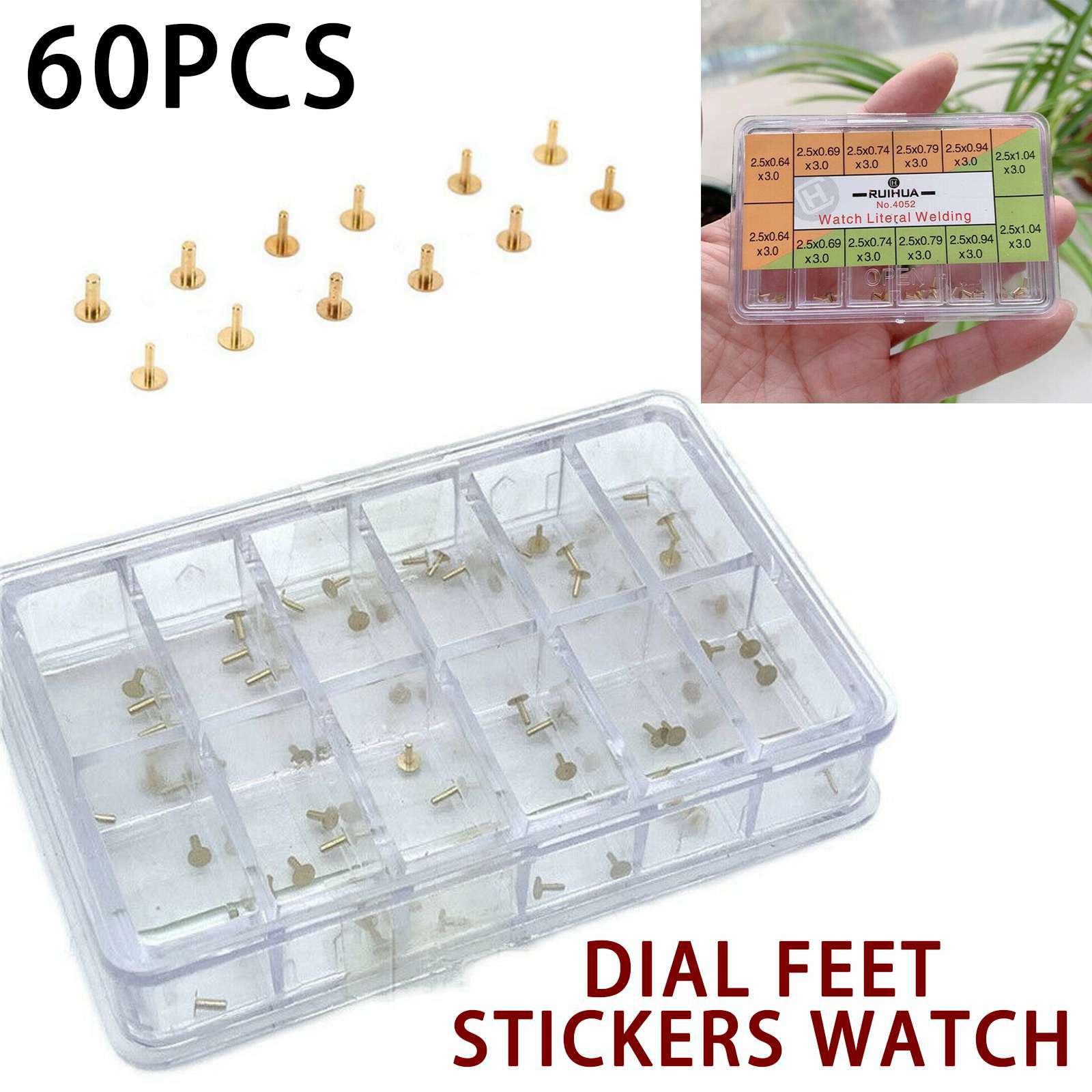 60pcs Dial Feet Stickers Watch Movement Repairment Spare Parts Watchmaker Tool