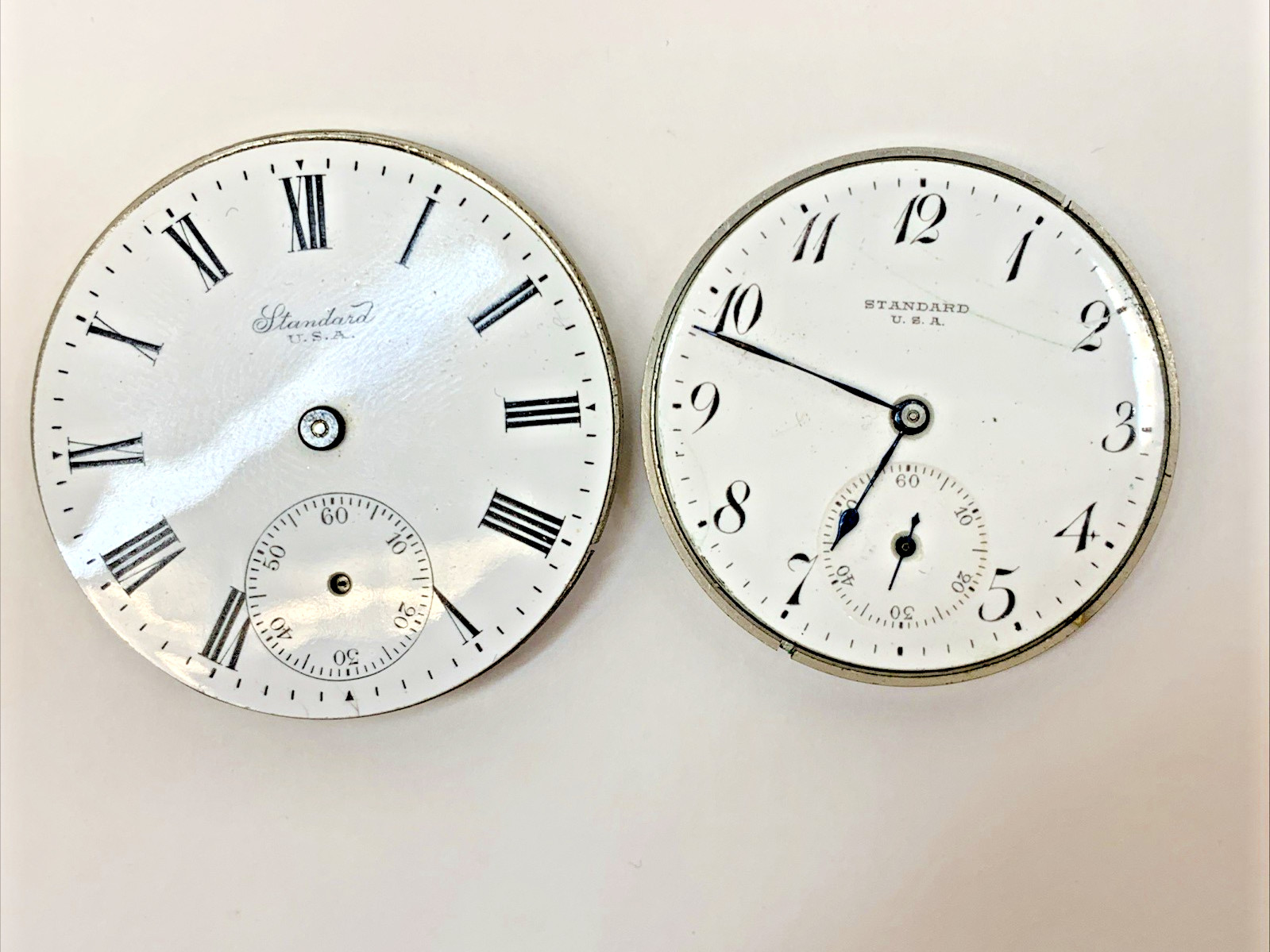 Vintage New York Standard 2 Pocket Watch Faces for Parts Repurpose Repair BROKEN