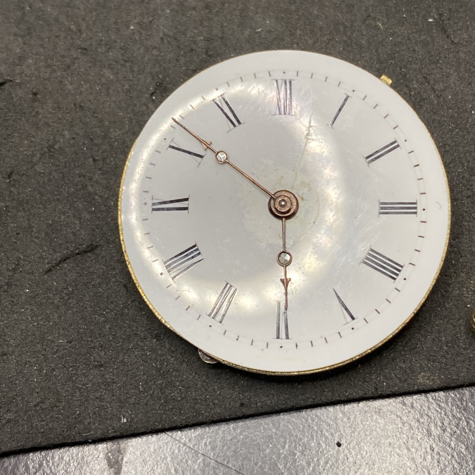 Swiss Pocket Watch Movement Size 0s Crystal Hands Openface Cylinder Parts F8527