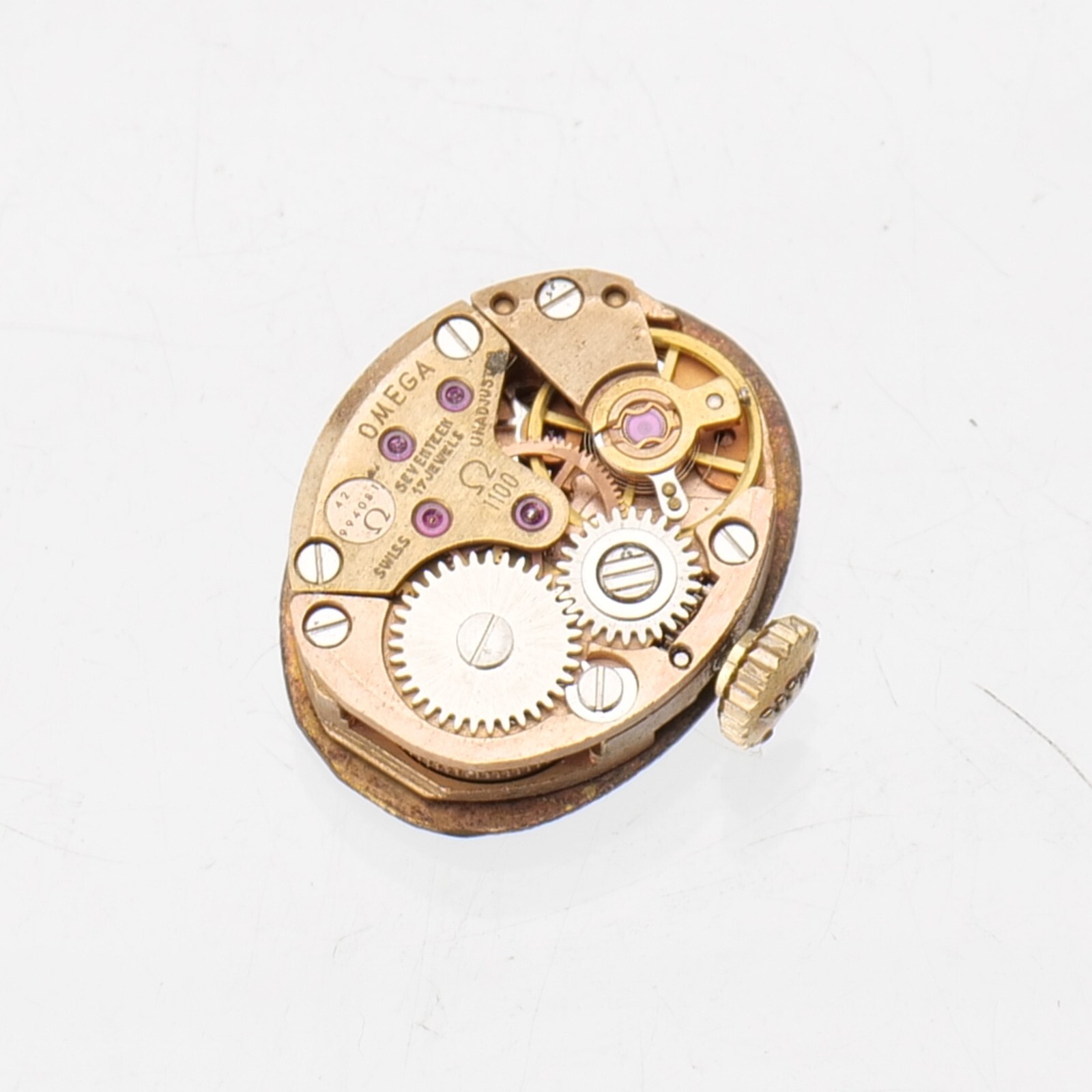 Omega 1100 Manual Wind Watch Movement Dial Hands Parts Good Balance Watchmakers