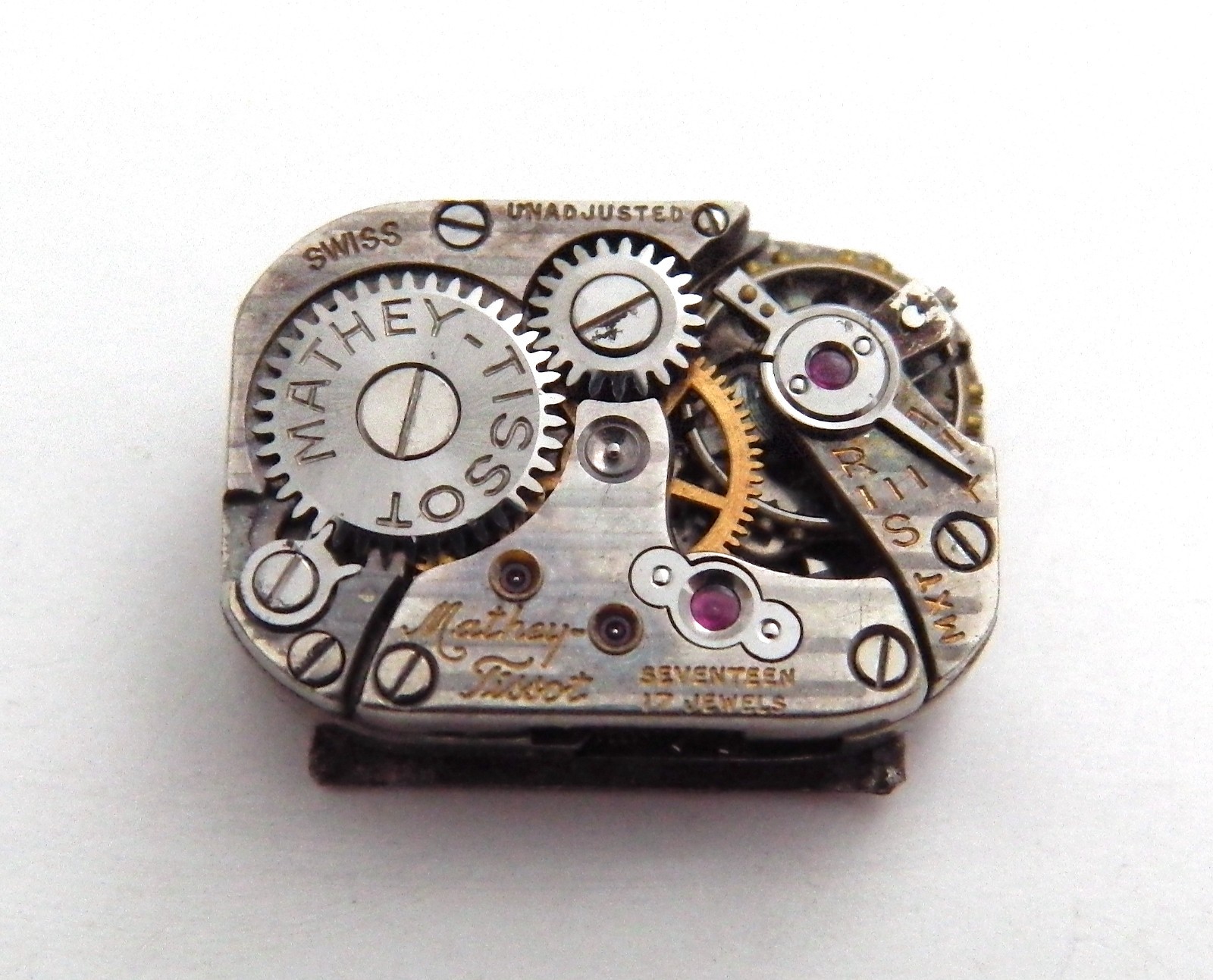 Mathey Tissot Vintage Swiss Watch Movement. With Dial & Hands. Parts or Repair